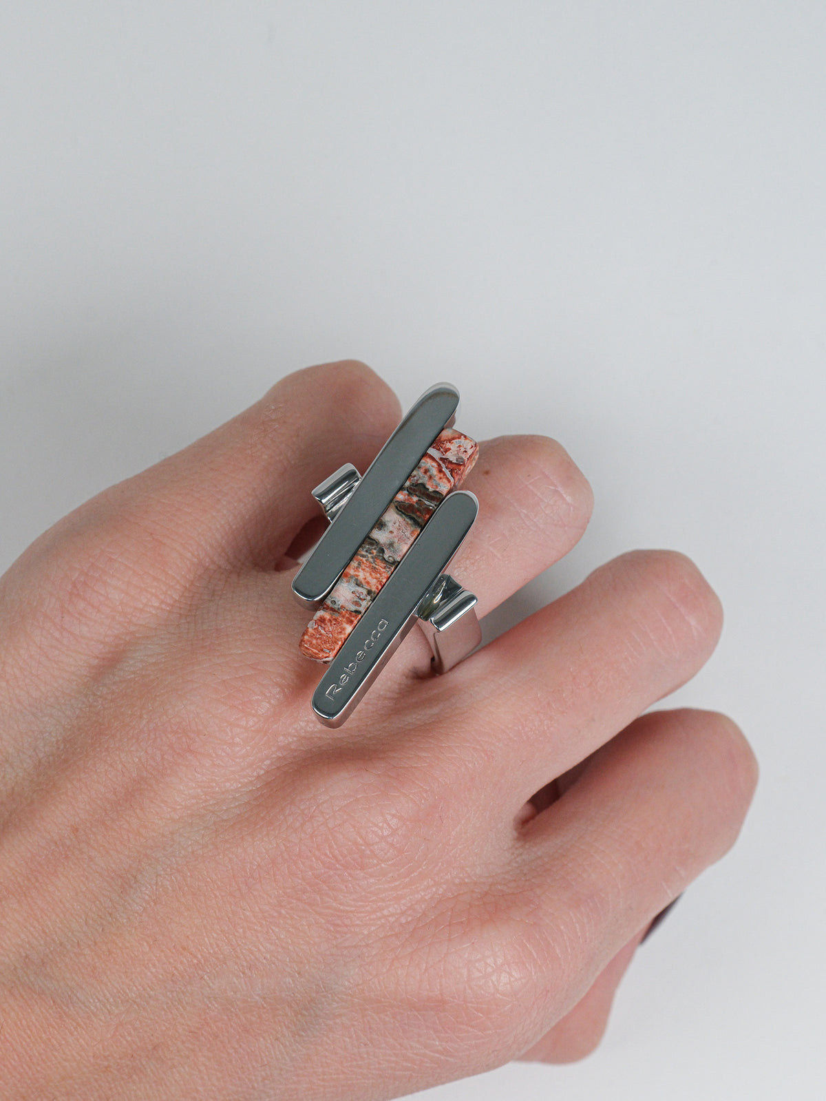 Anello barrette e pietra naturale