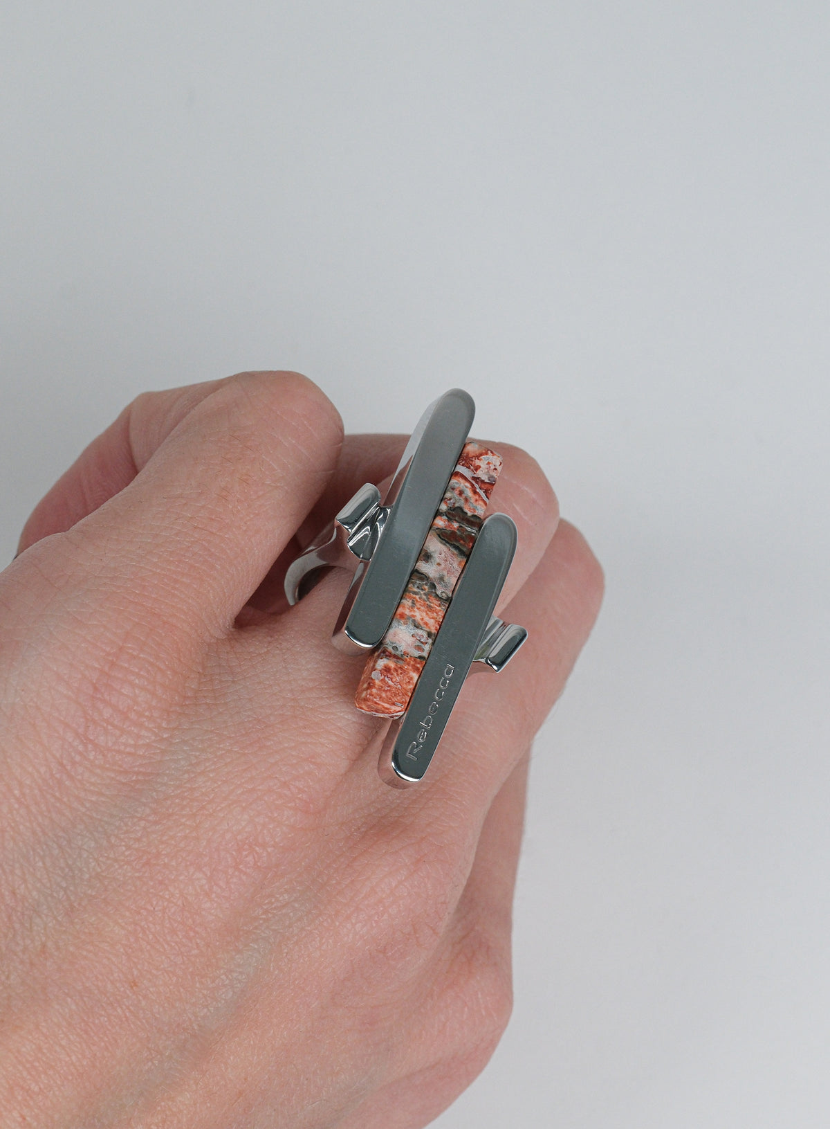 Anello barrette e pietra naturale