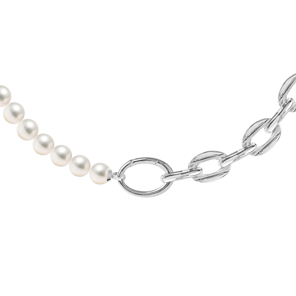 Collana maglia forzatina diamantata e perle