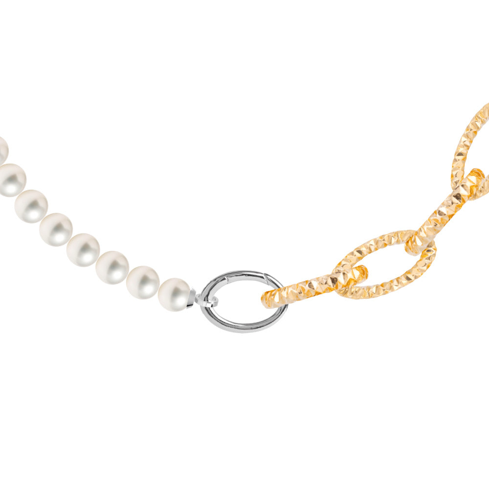 Collana maglia diamantata e perle