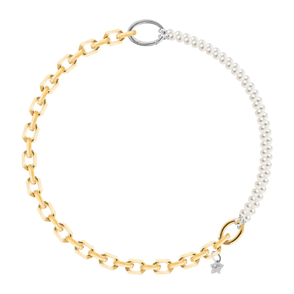 Collana maglia squadrata e perle