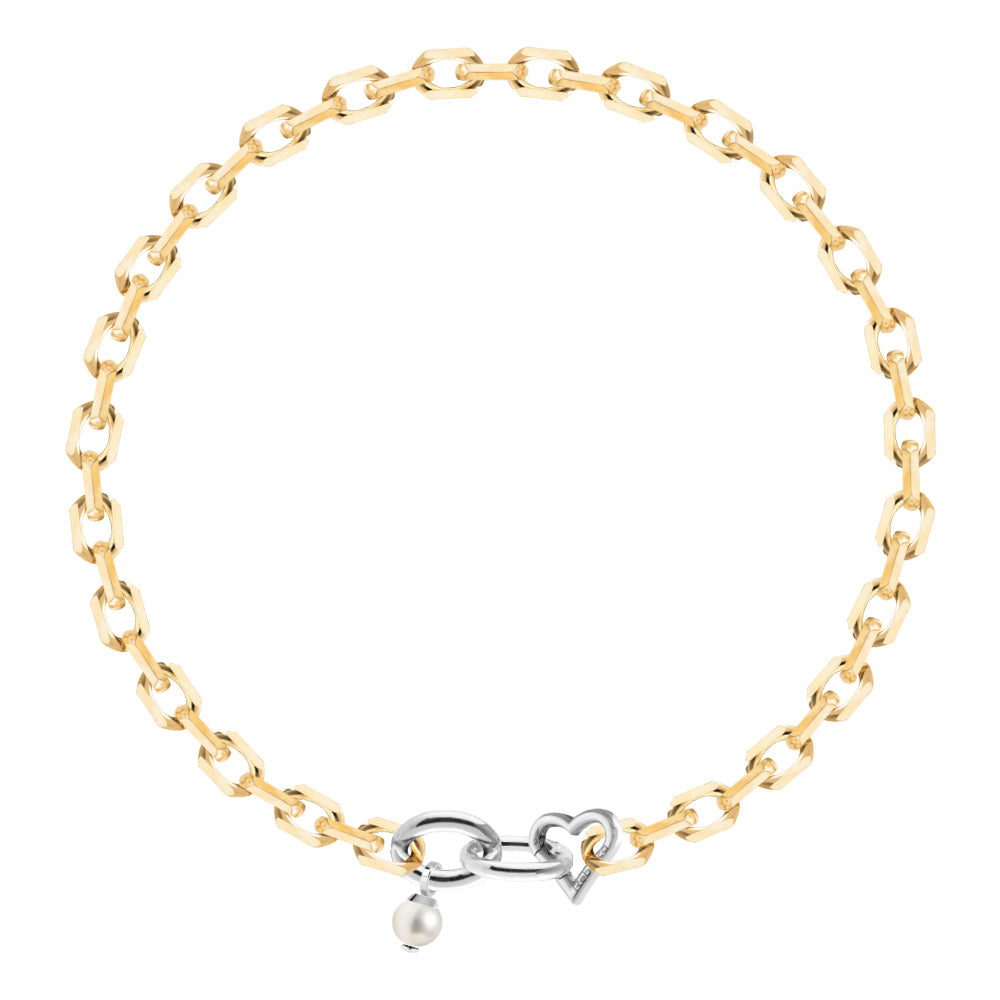 Collana con perla e maglia cuore