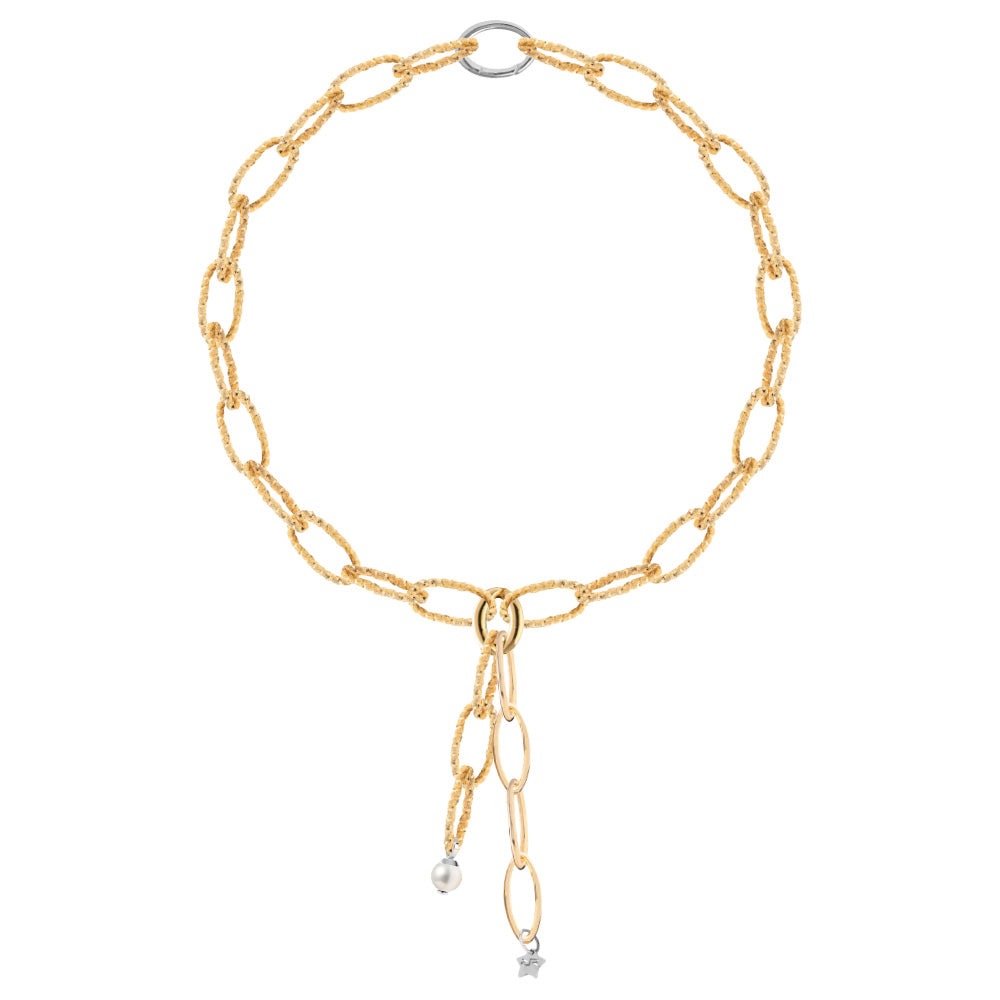 Collana con pendente maglia diamantata e perla