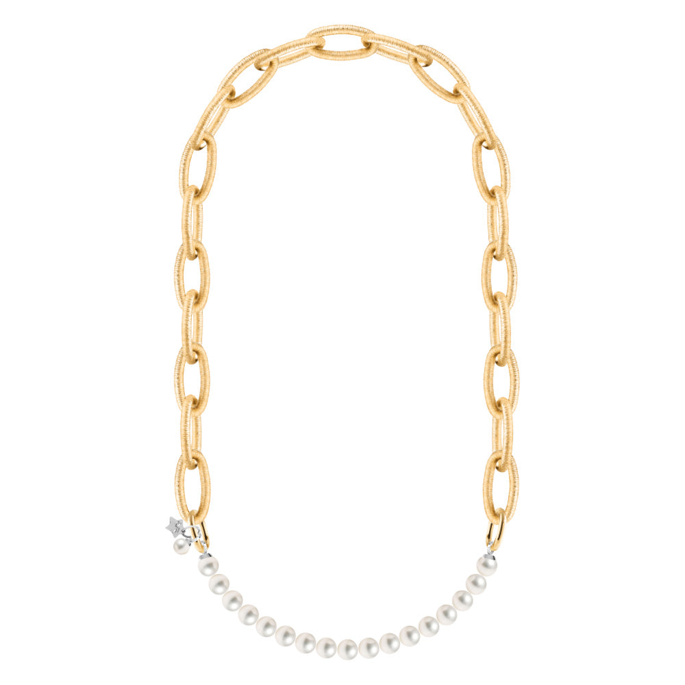 Collana lunga maglia etnica e perle