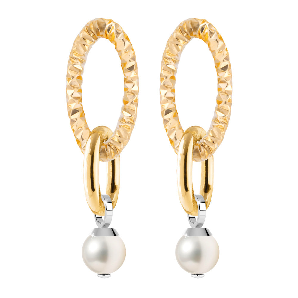 Orecchini pendenti maglia mix e perle