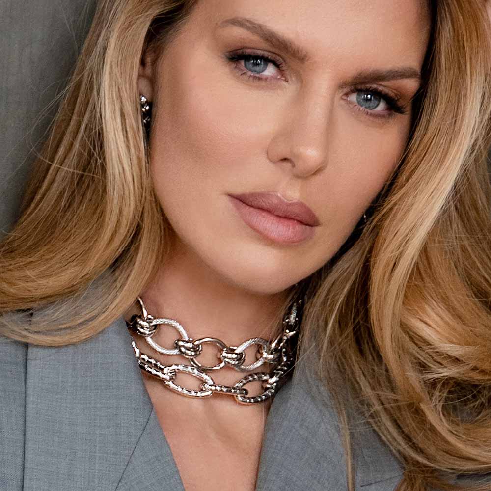 Collana Diva con maglie ovali e doppia texture