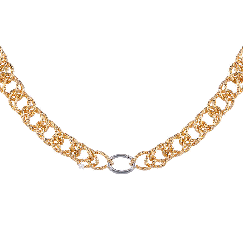 Collana Diva con maglia a doppia grumetta diamantata