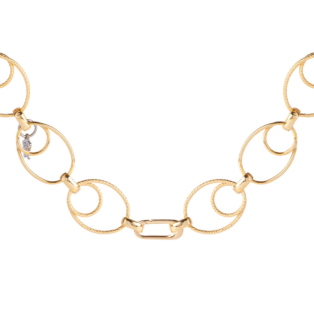 Collana Diva maglie doppio ovale diamantato e liscio