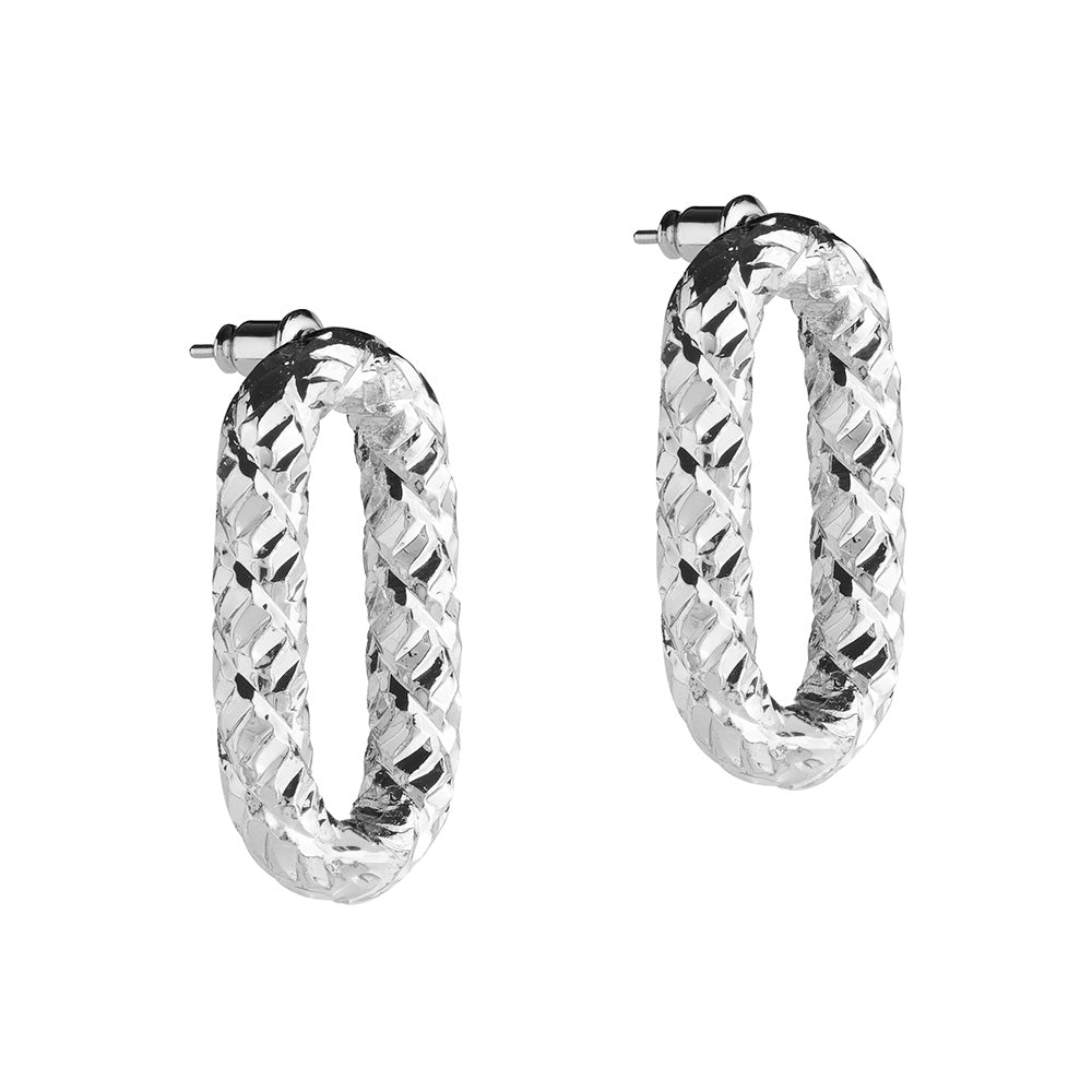 Orecchini Diva maglia singola al lobo texture riflettente