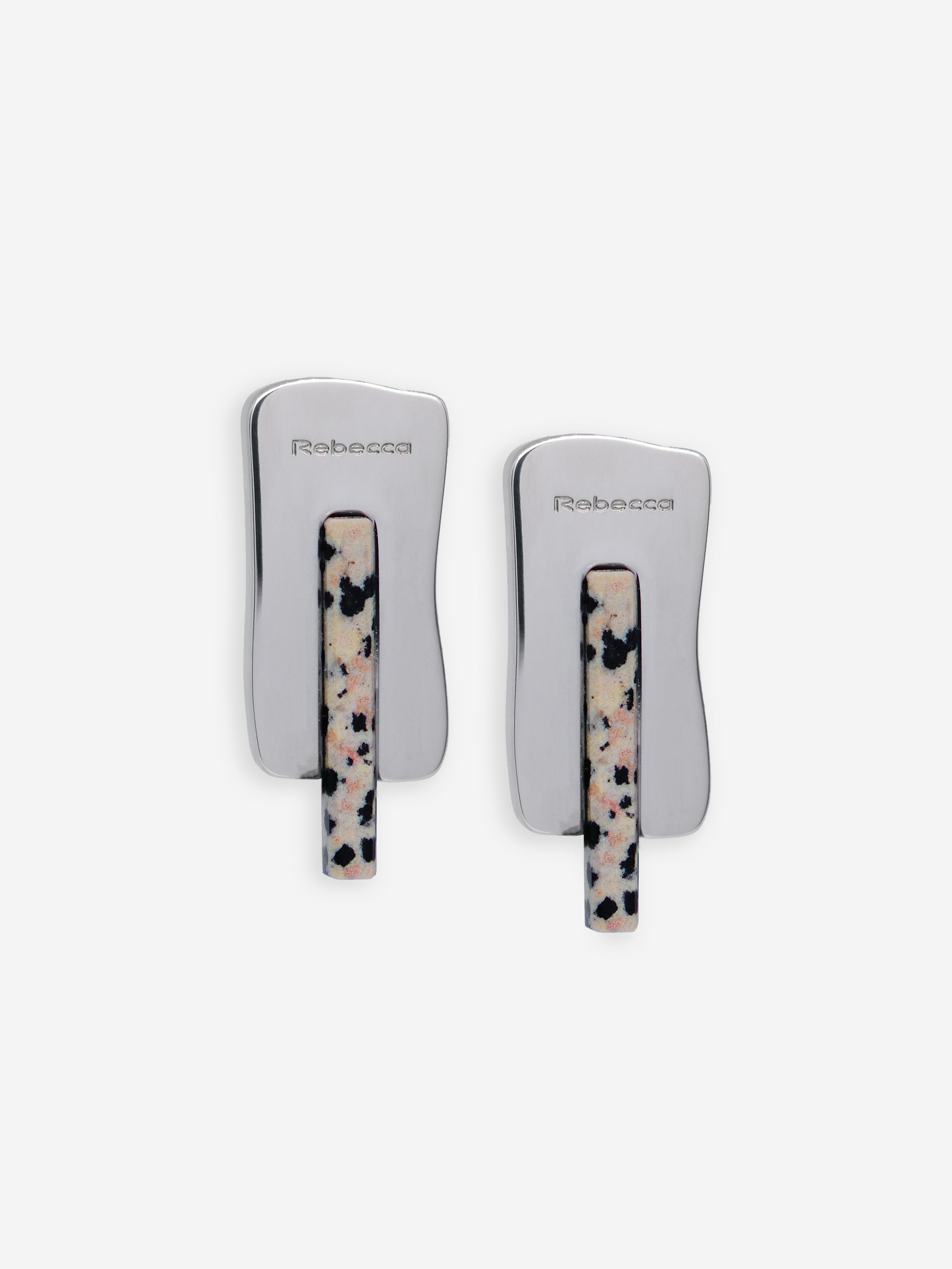 Orecchini rettangolo con pietra naturale