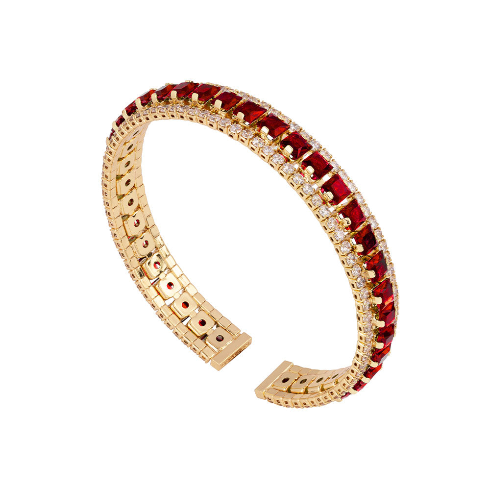 Bangle con pietre carré rosse