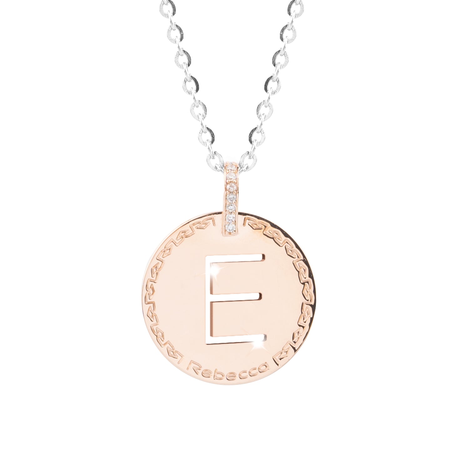 Collana con iniziale rosa grande e pietre