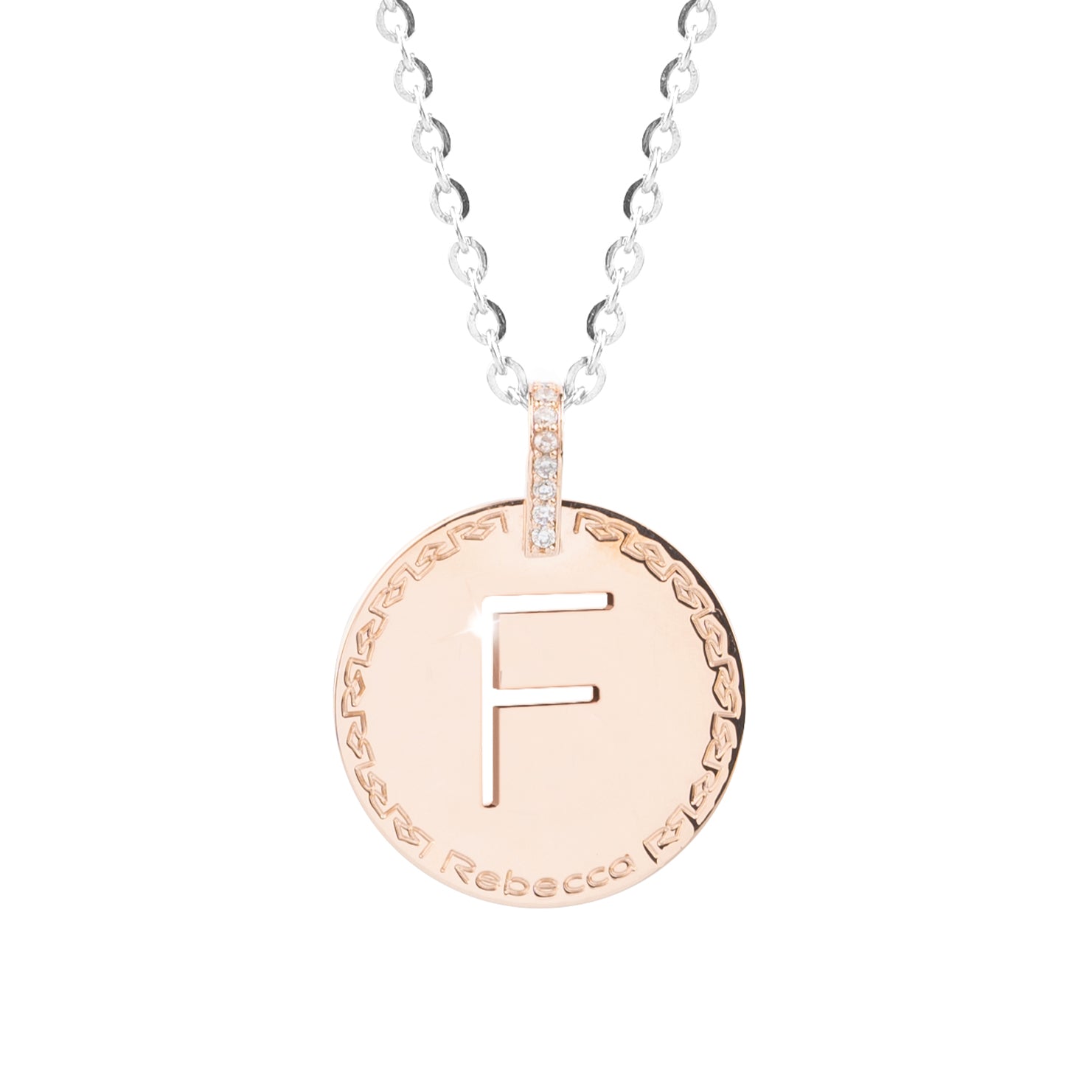 Collana con iniziale rosa grande e pietre