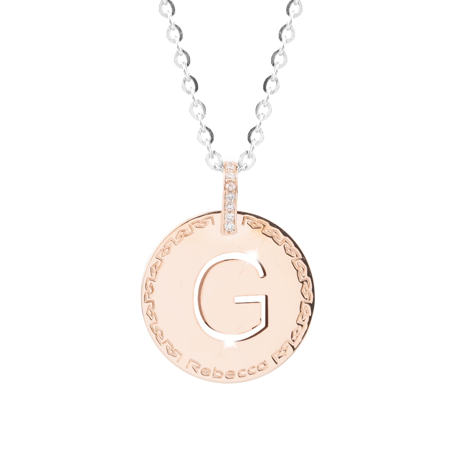 Collana con iniziale rosa grande e pietre