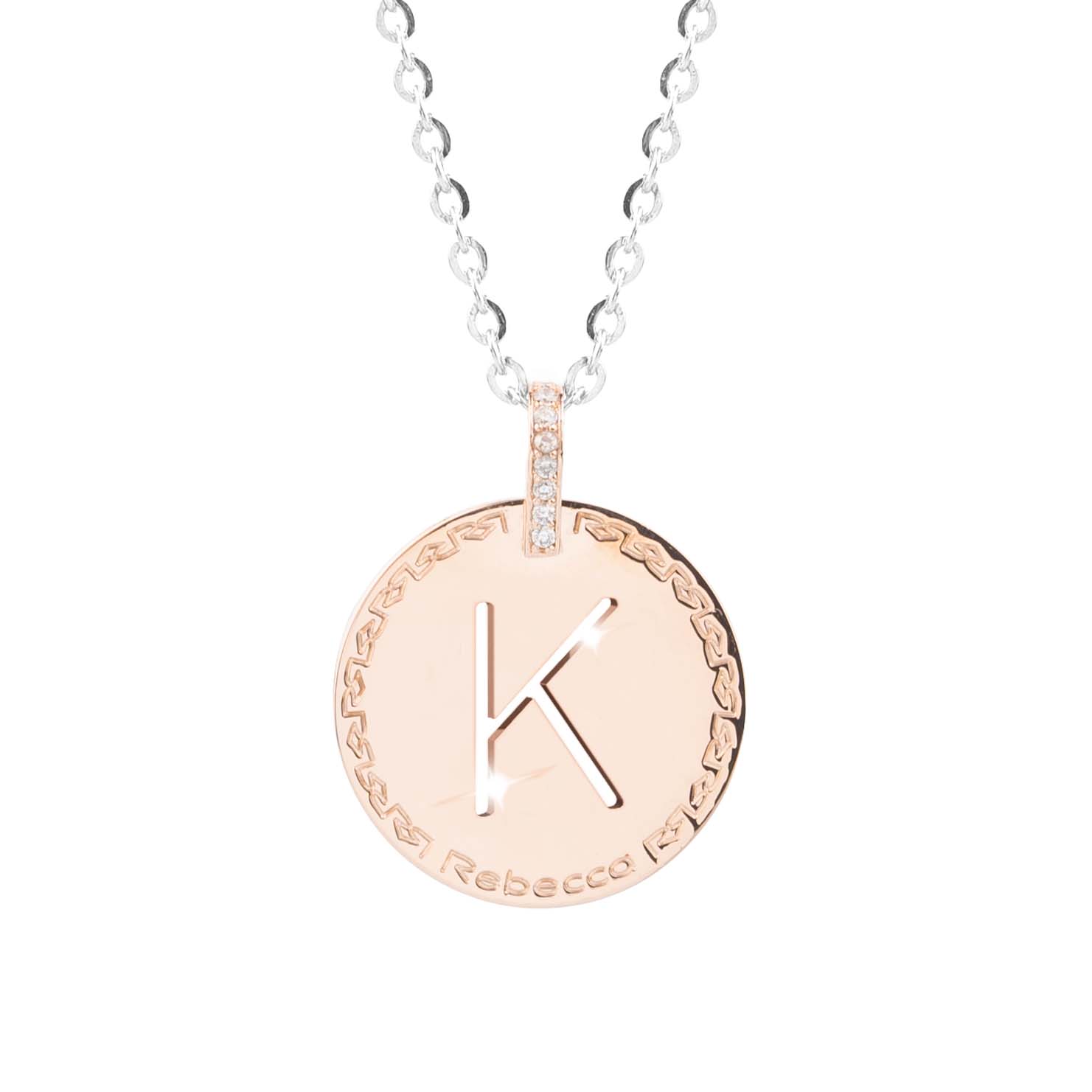 Collana con iniziale rosa grande e pietre