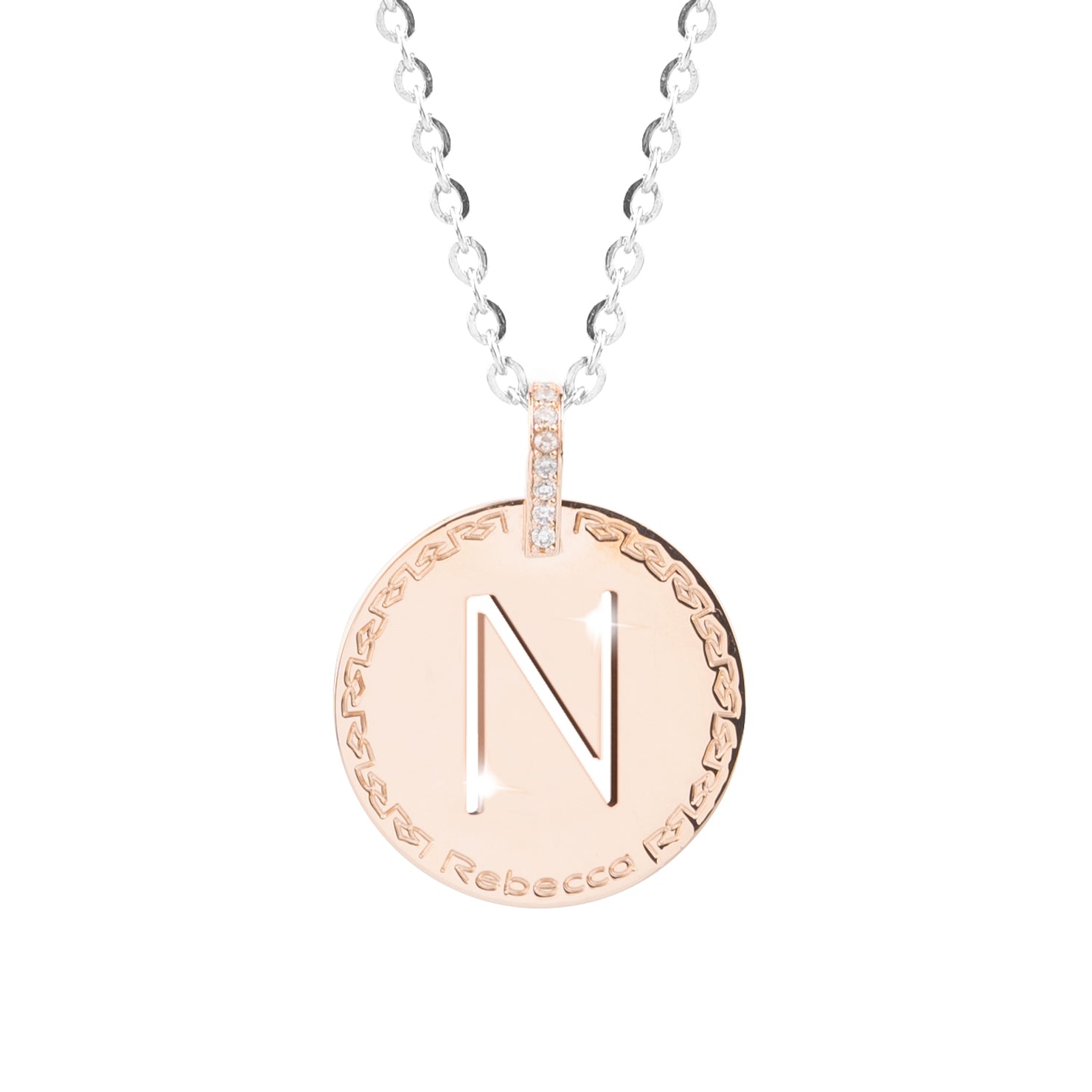 Collana con iniziale rosa grande e pietre