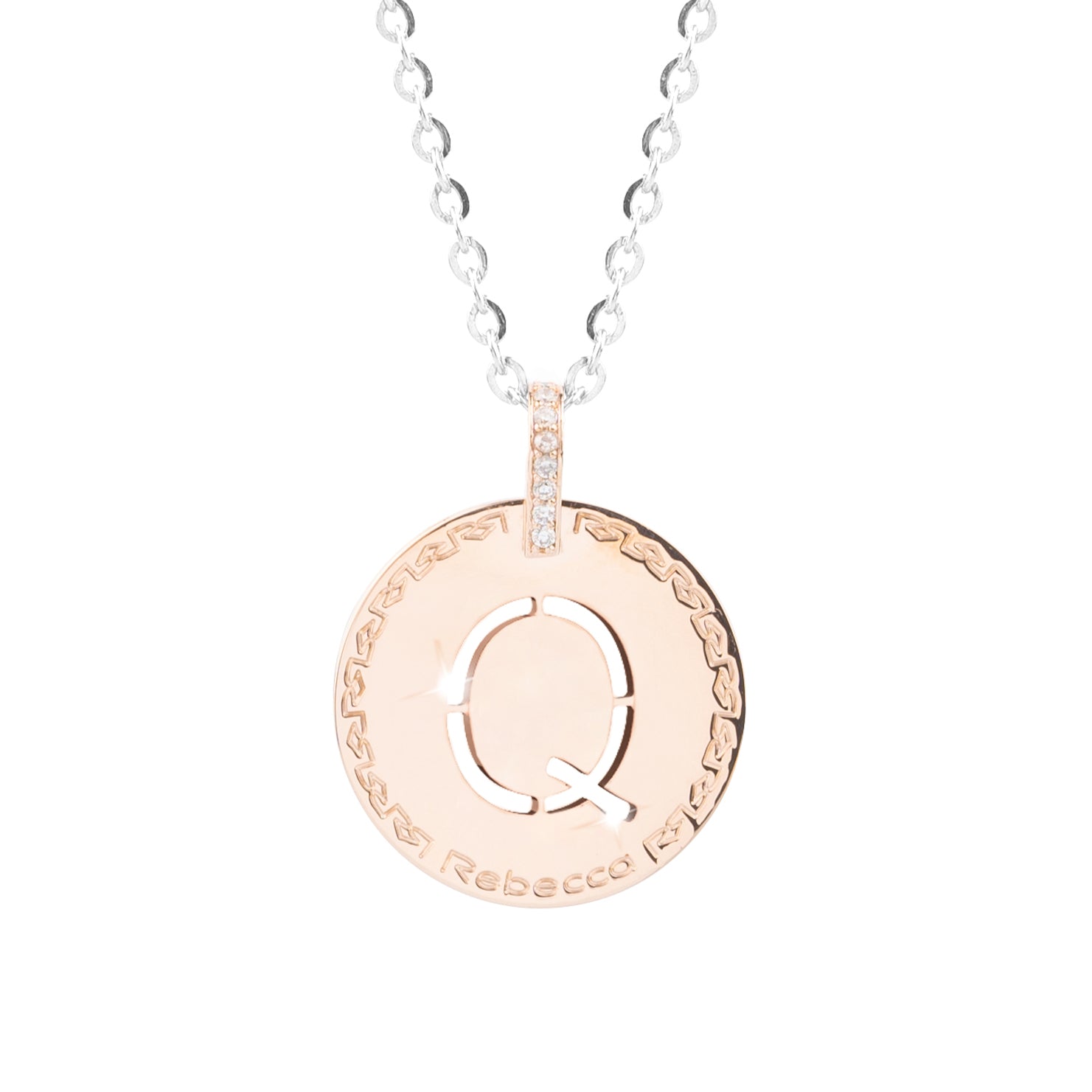 Collana con iniziale rosa grande e pietre
