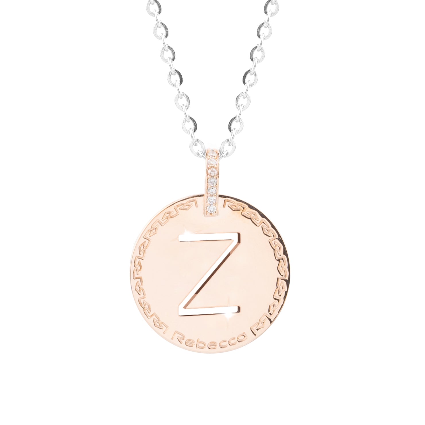 Collana con iniziale rosa grande e pietre