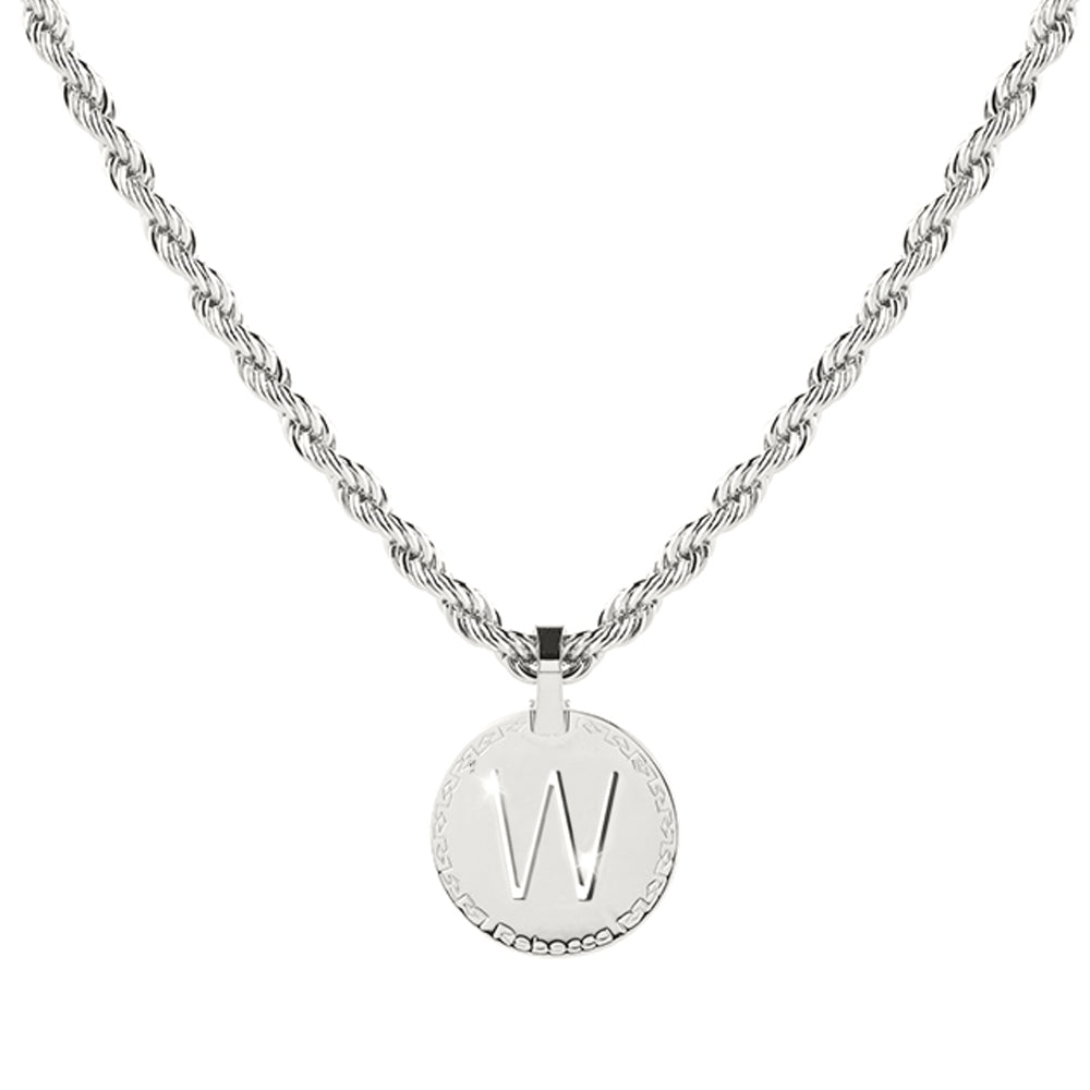 Collana corda con iniziale bianca media