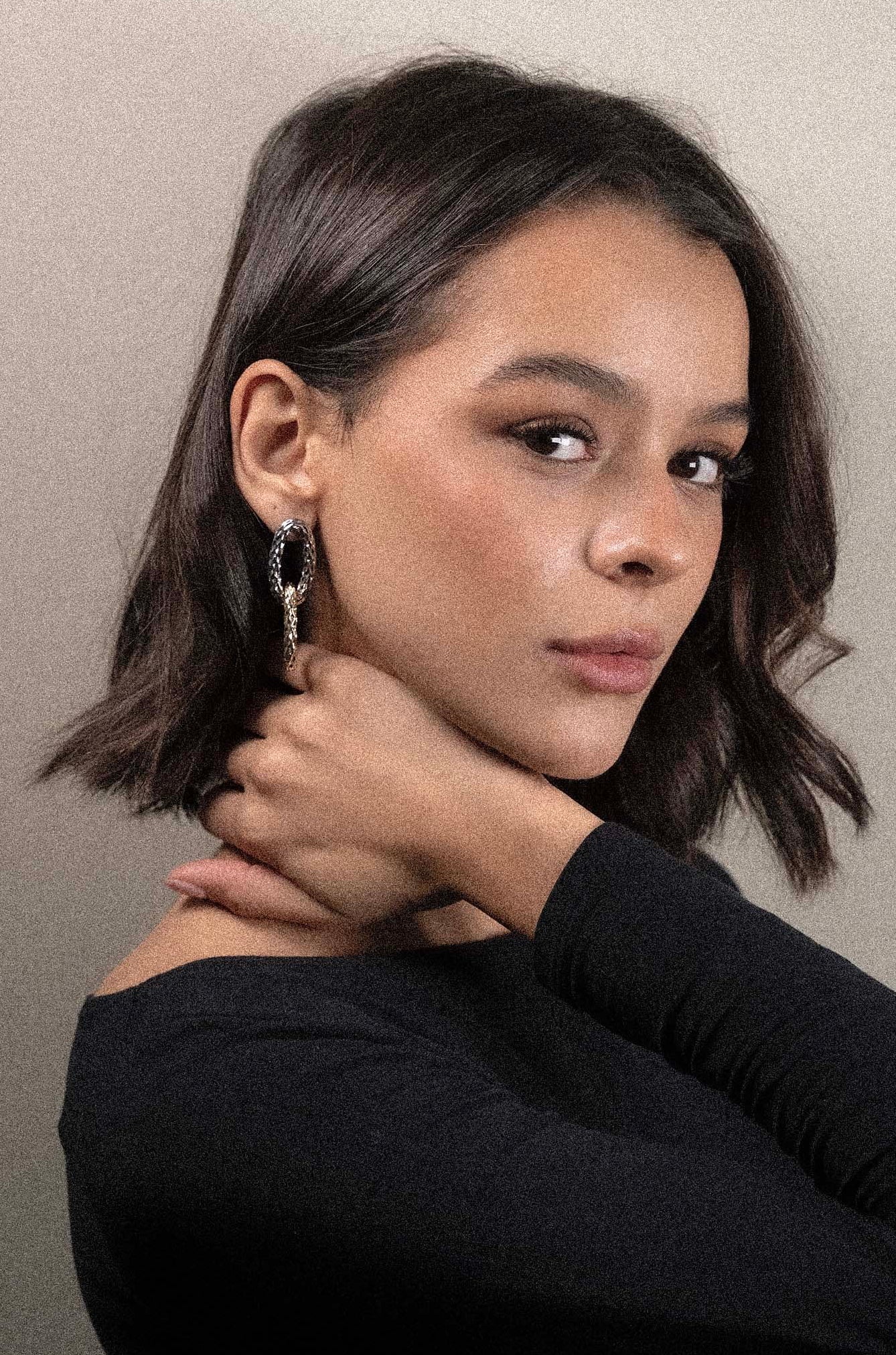 Orecchini doppia maglia diamantata