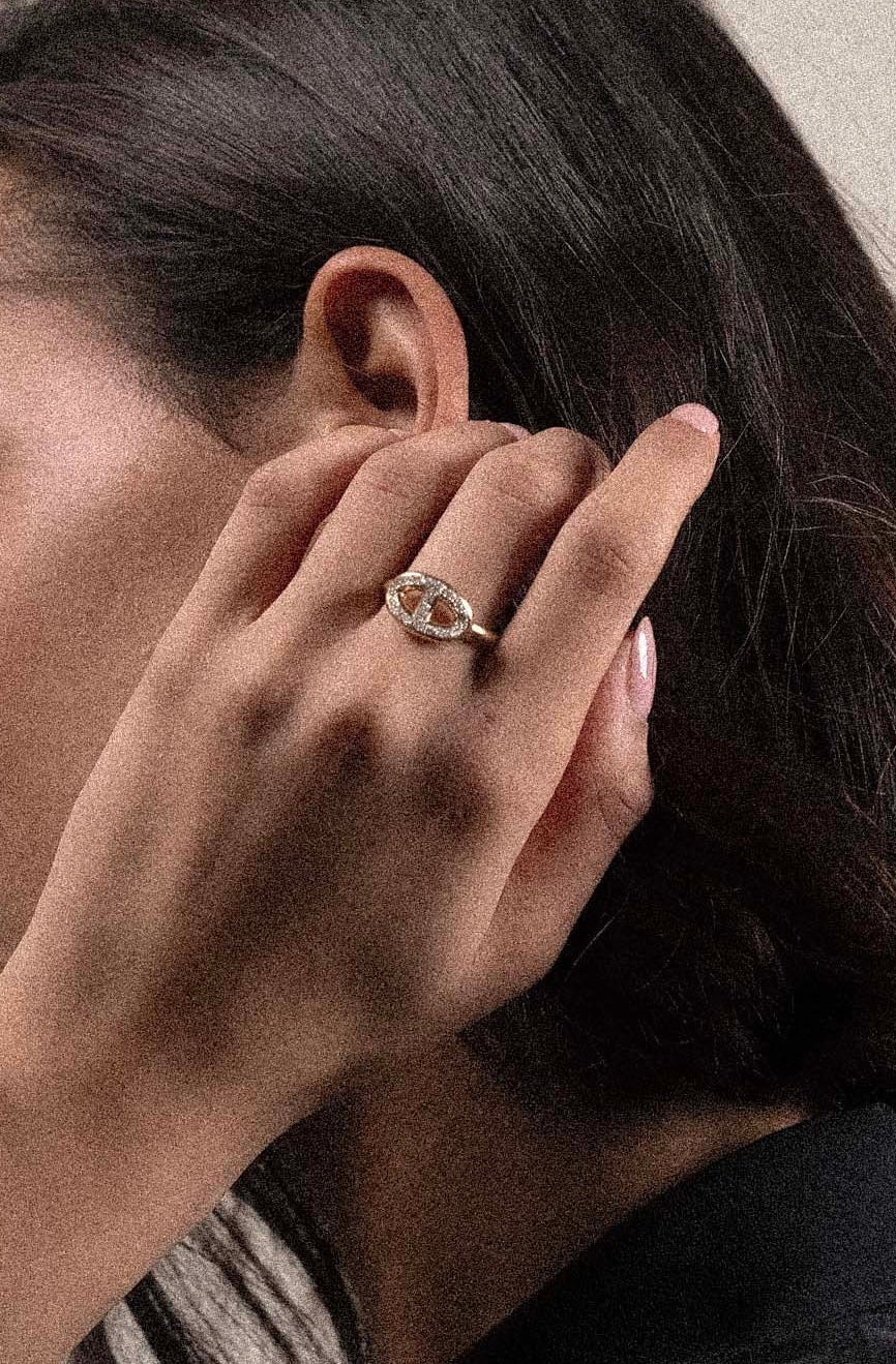 Anello maglia marina e polvere di diamanti