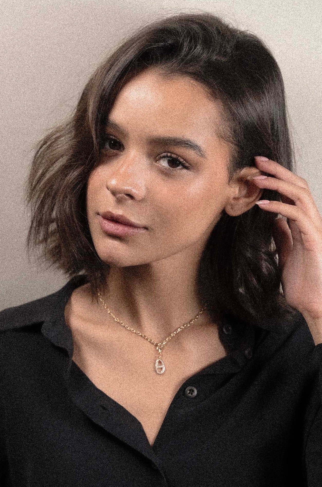 Collana con maglia marina pendente e polvere di diamanti
