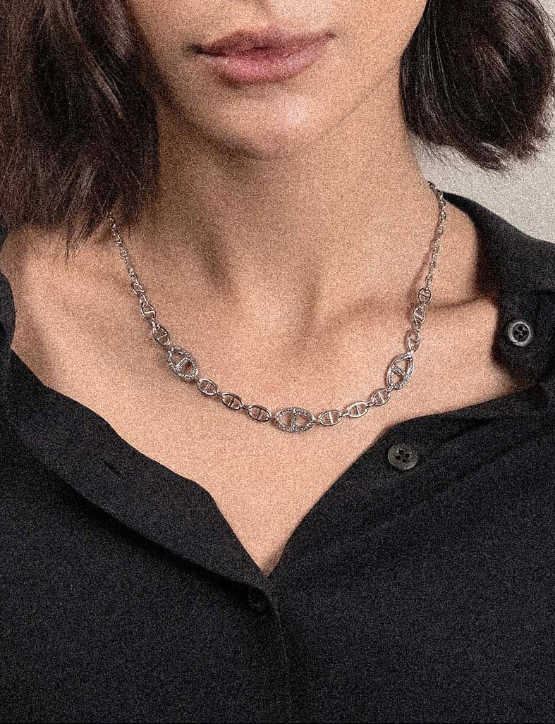 Collana maglia marina e polvere di diamanti