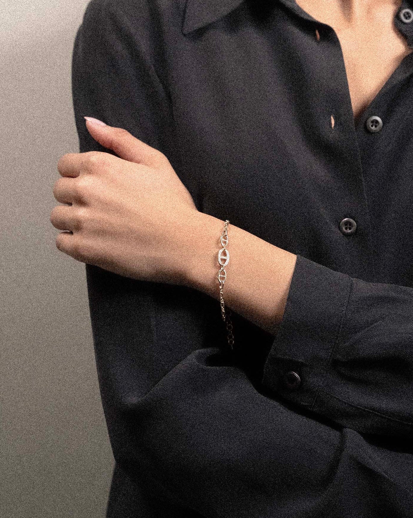 Bracciale con maglia marina e polvere di diamanti