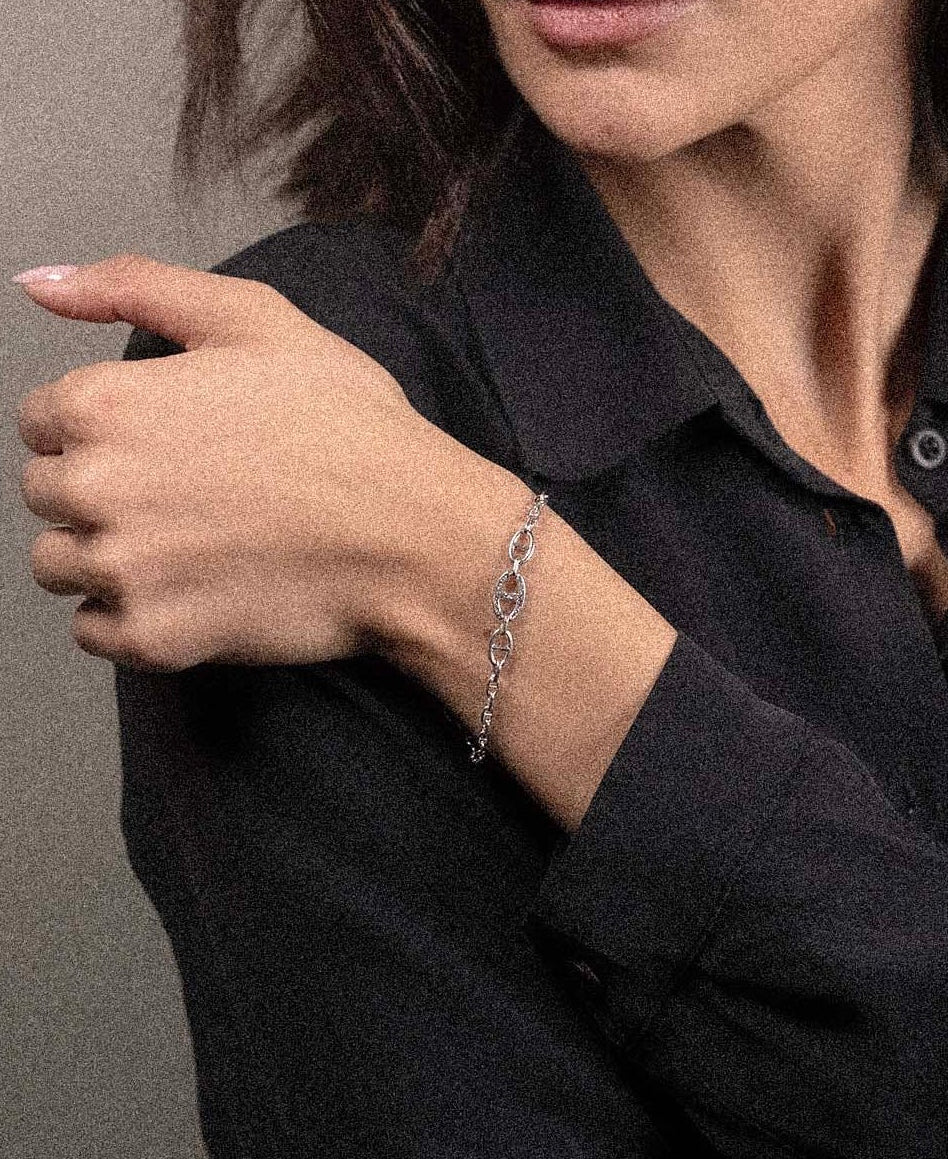Bracciale con maglia marina e polvere di diamanti