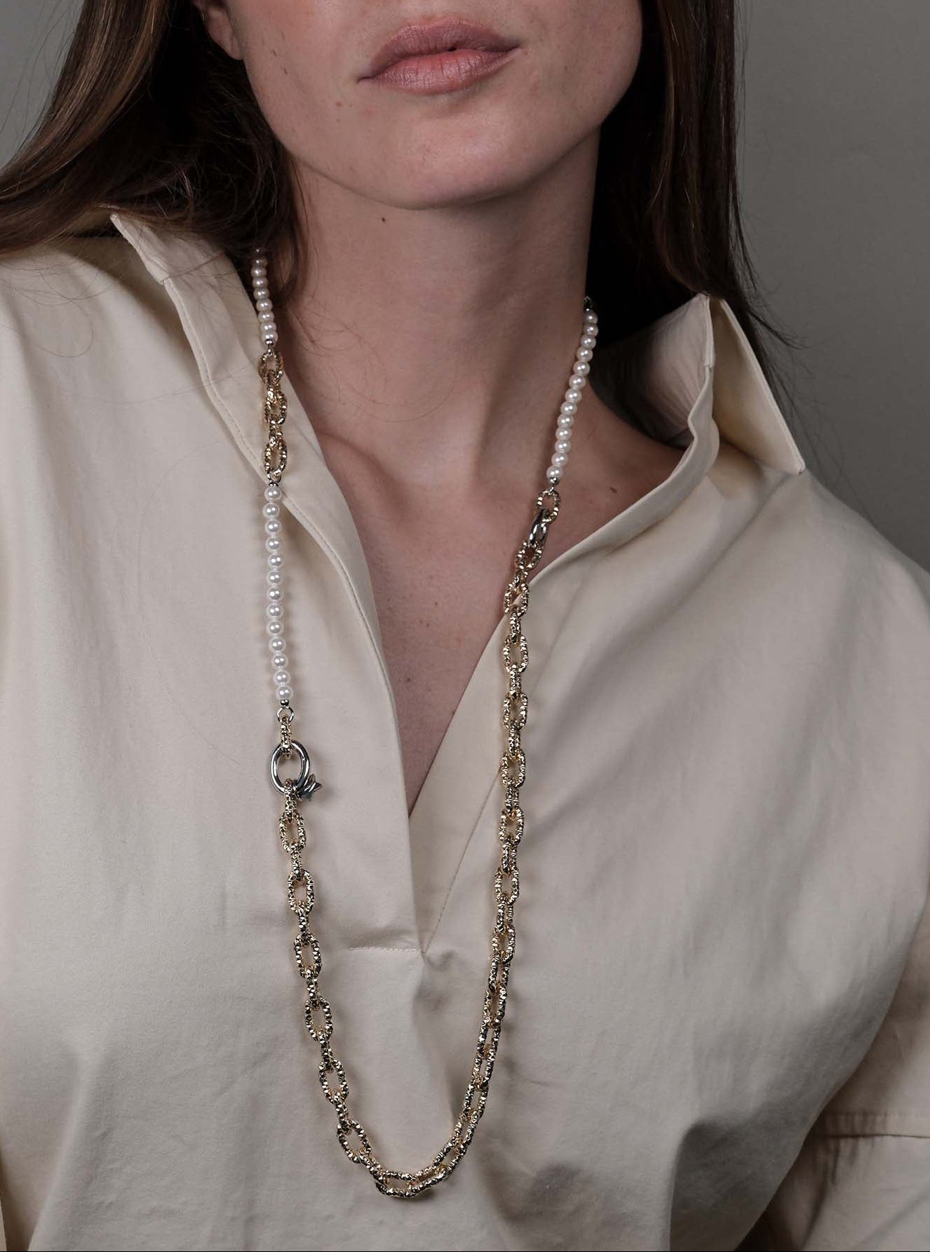 Collana maglia mix perle