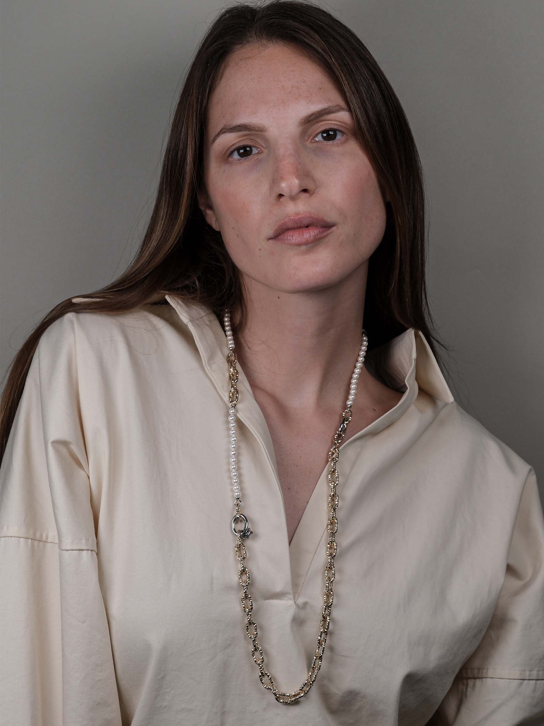 Collana maglia mix perle