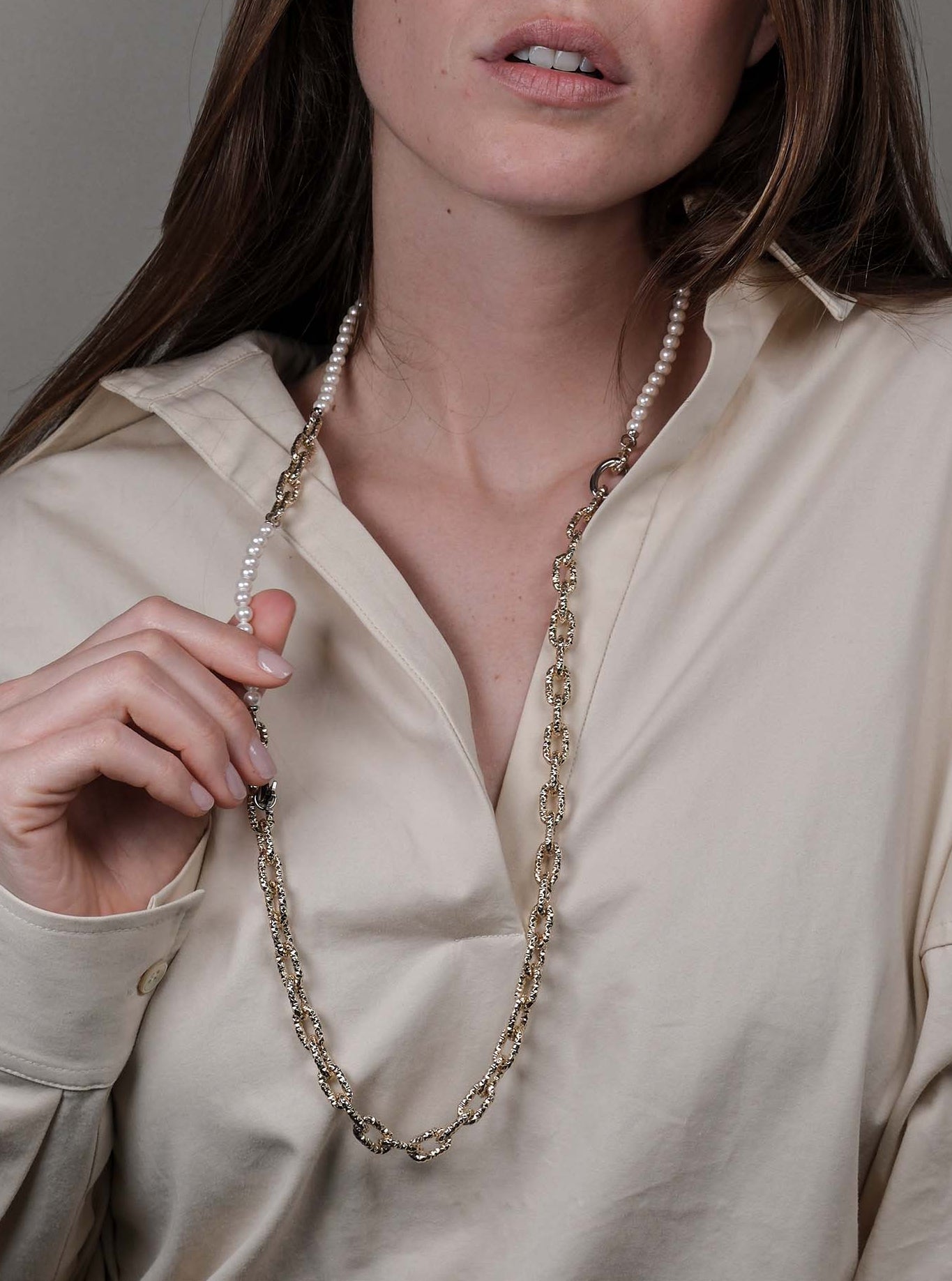 Collana maglia mix perle