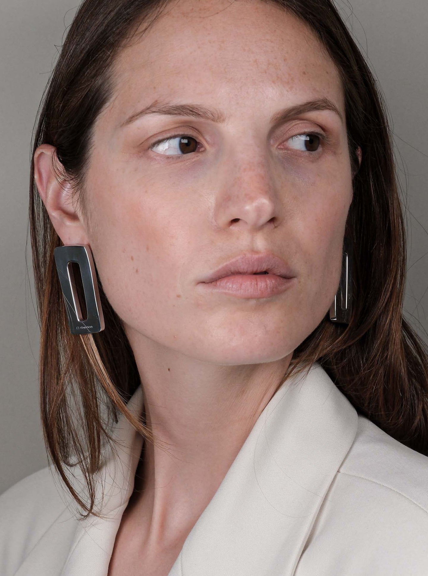 Orecchini rettangolo irregolare grande