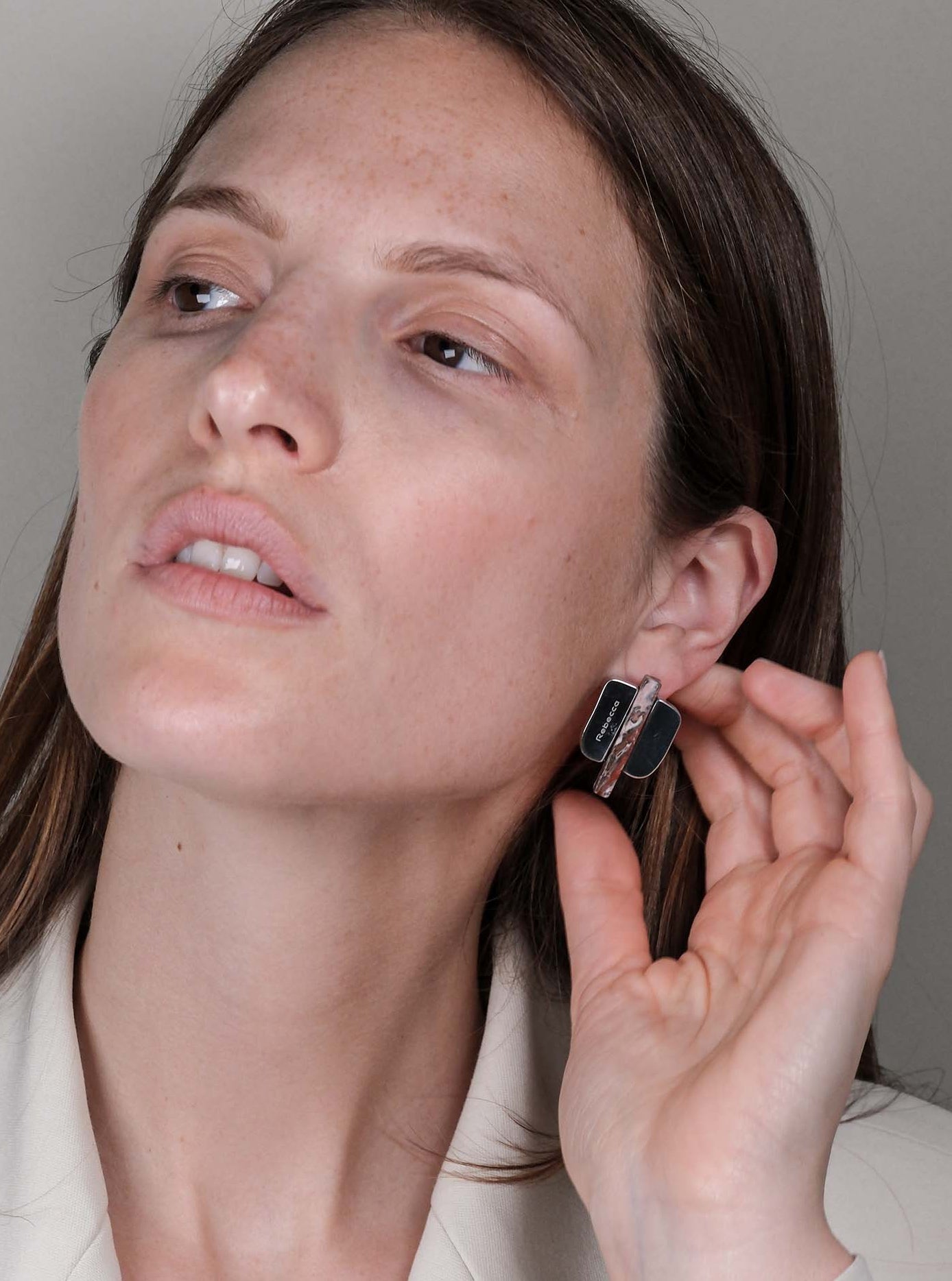 Orecchini quadrato irregolare e pietra naturale