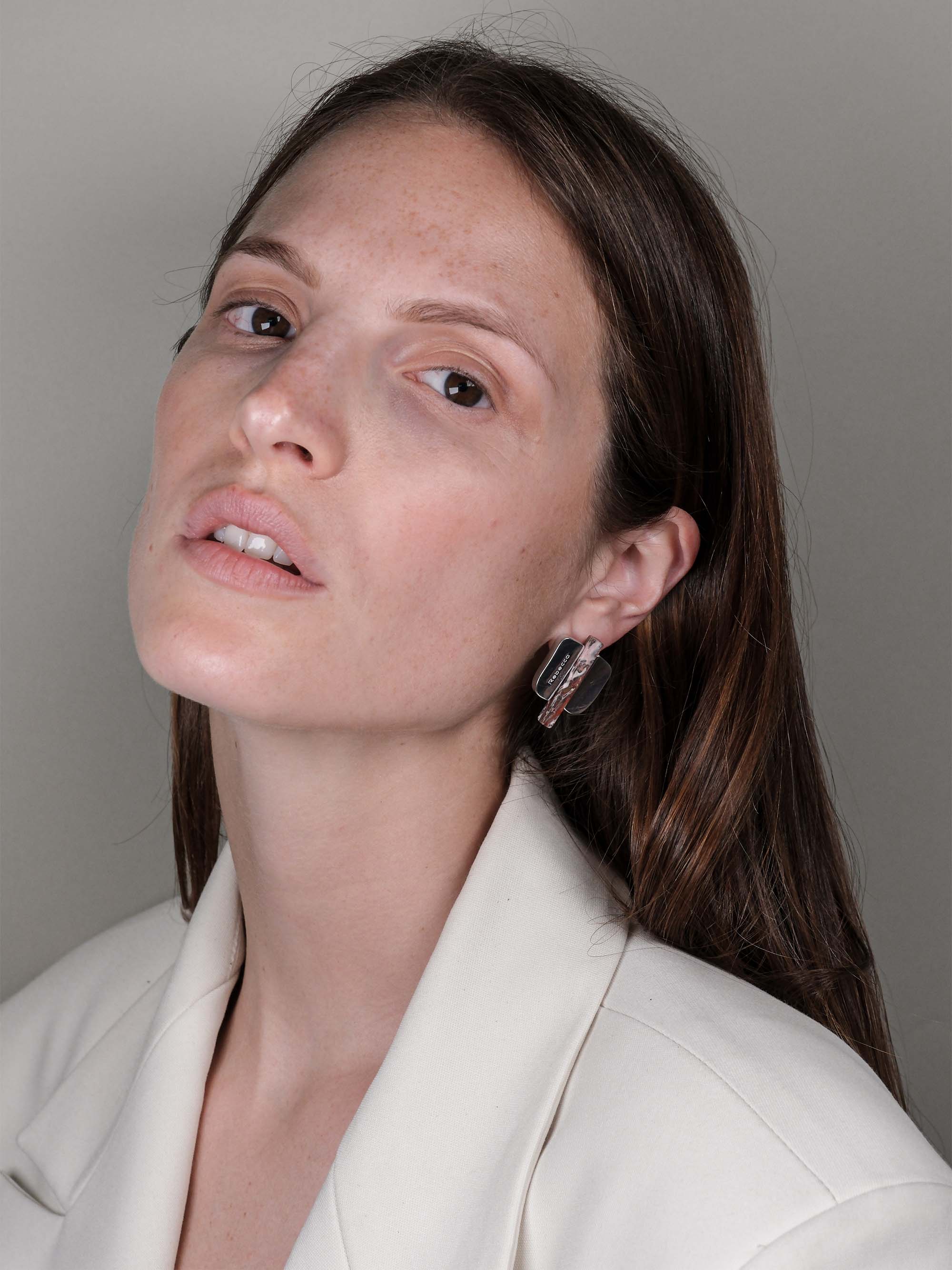 Orecchini quadrato irregolare e pietra naturale