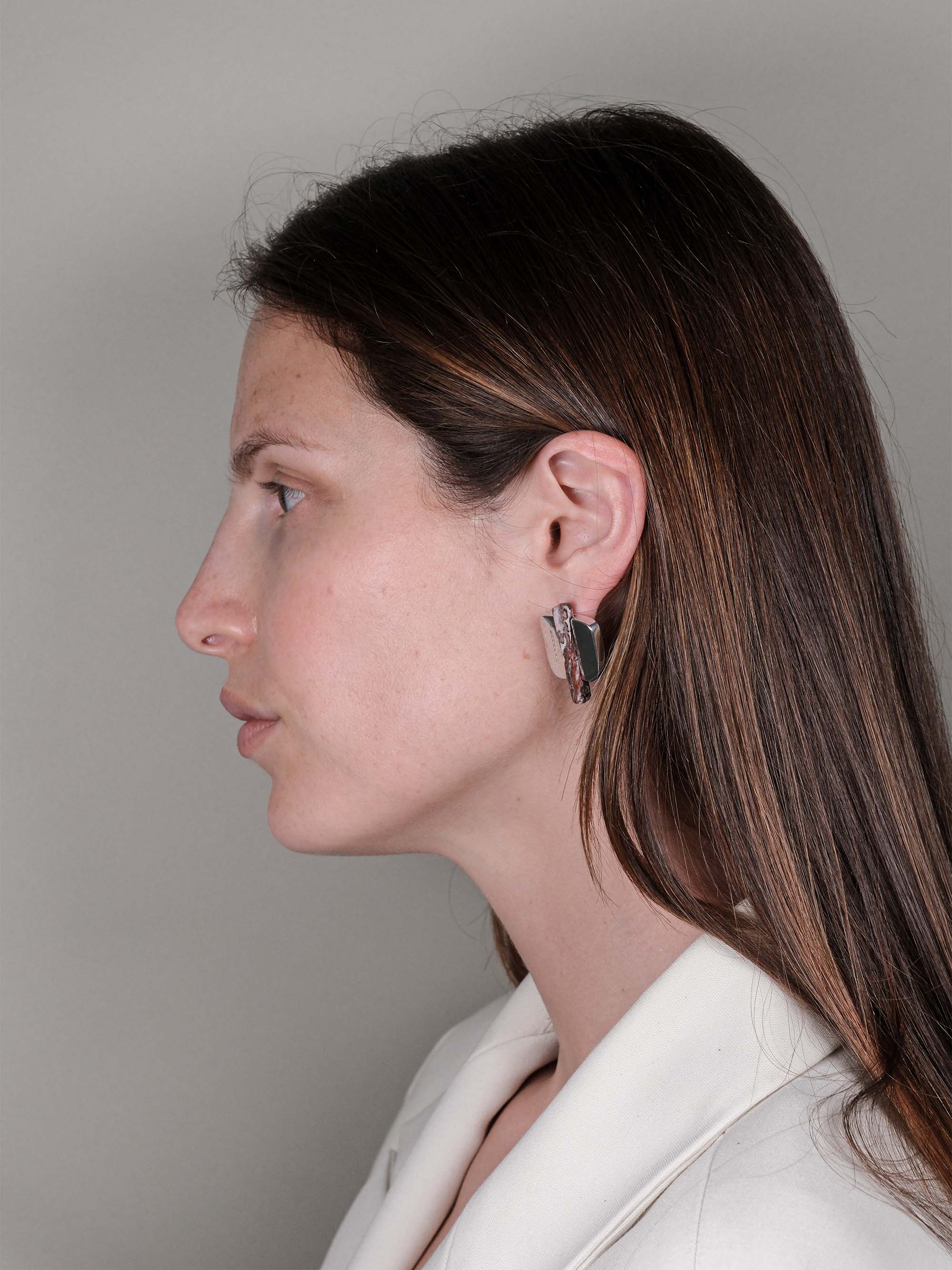 Orecchini quadrato irregolare e pietra naturale