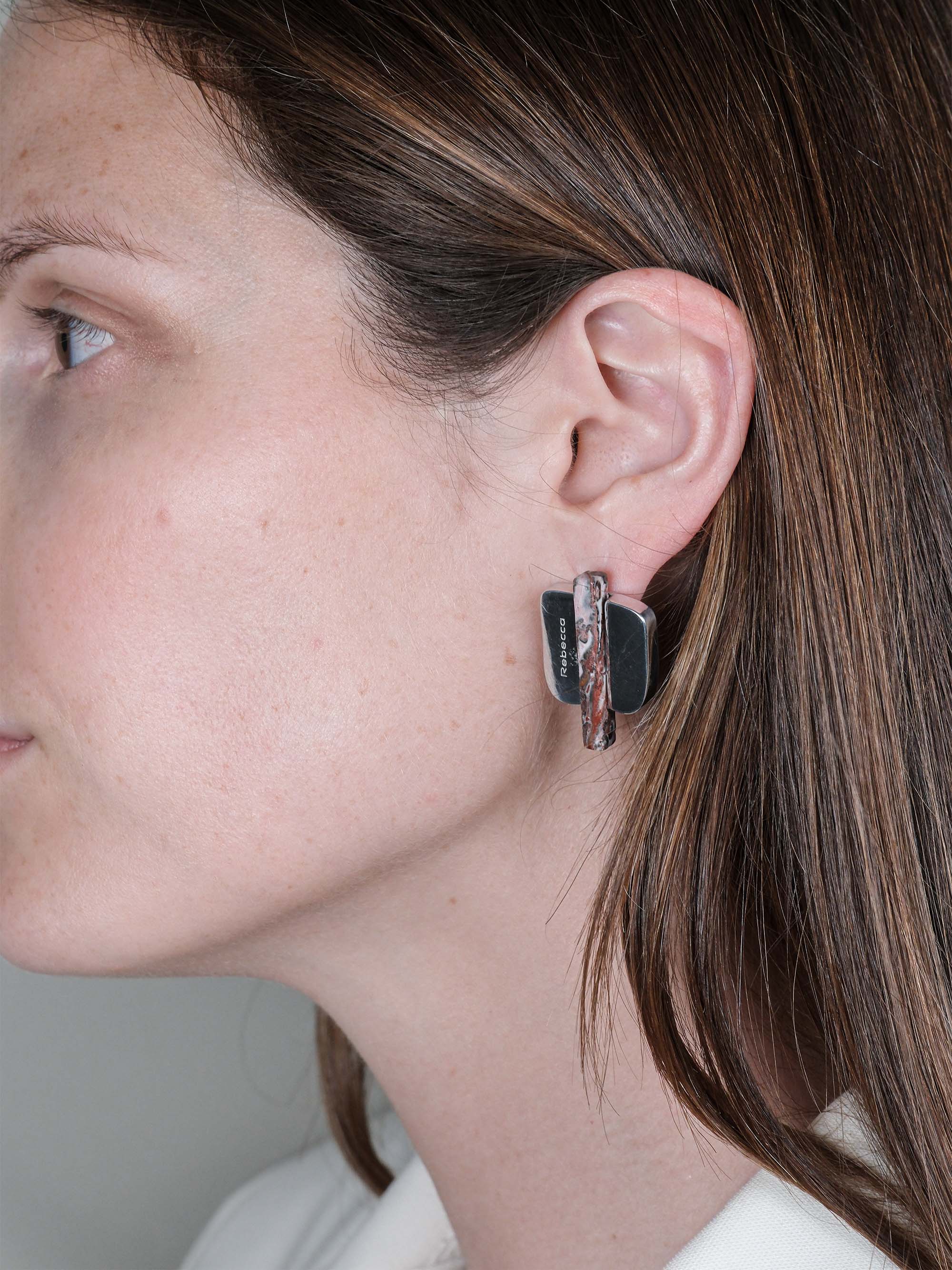 Orecchini quadrato irregolare e pietra naturale