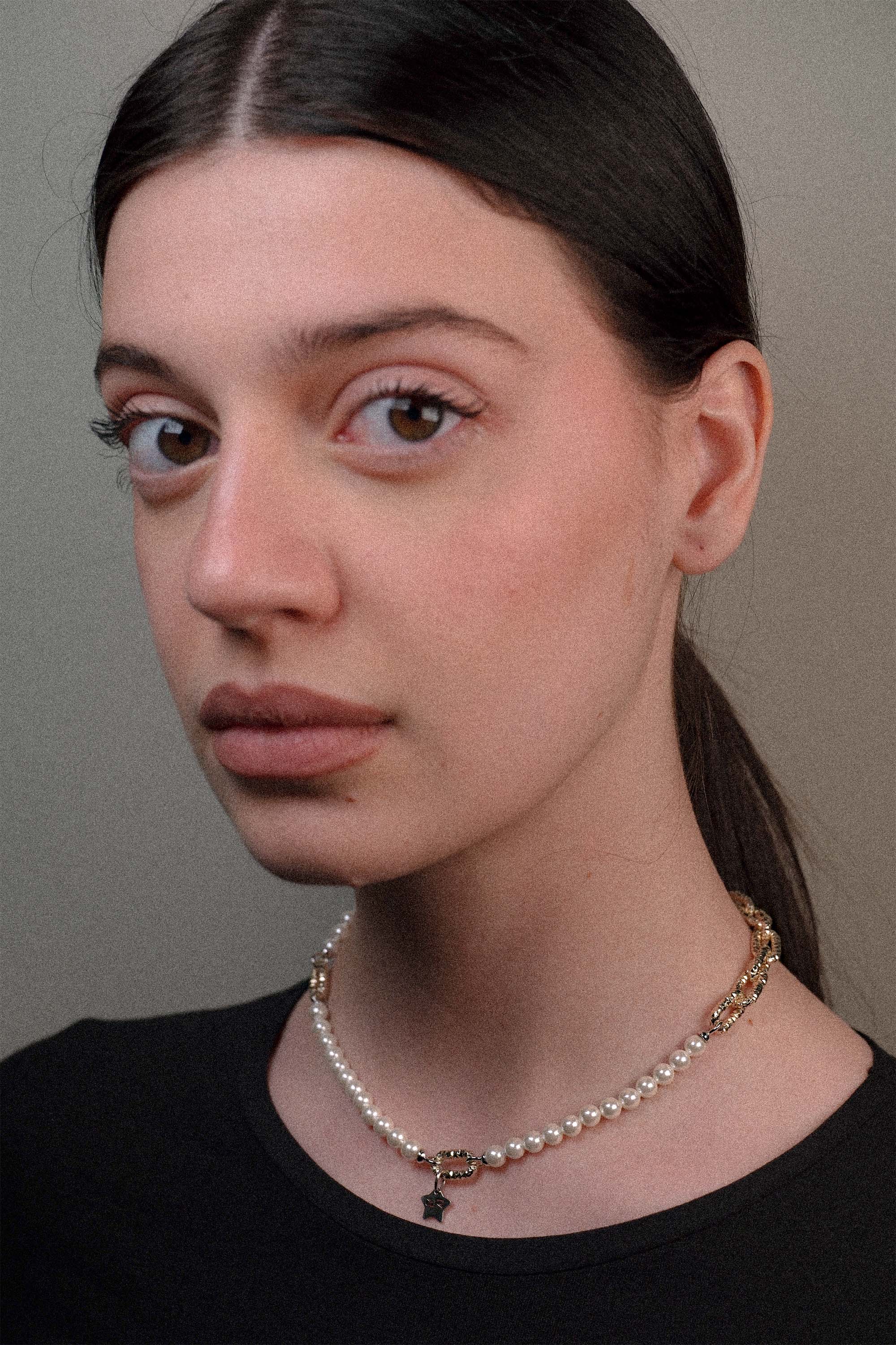 Collana maglia mix perle