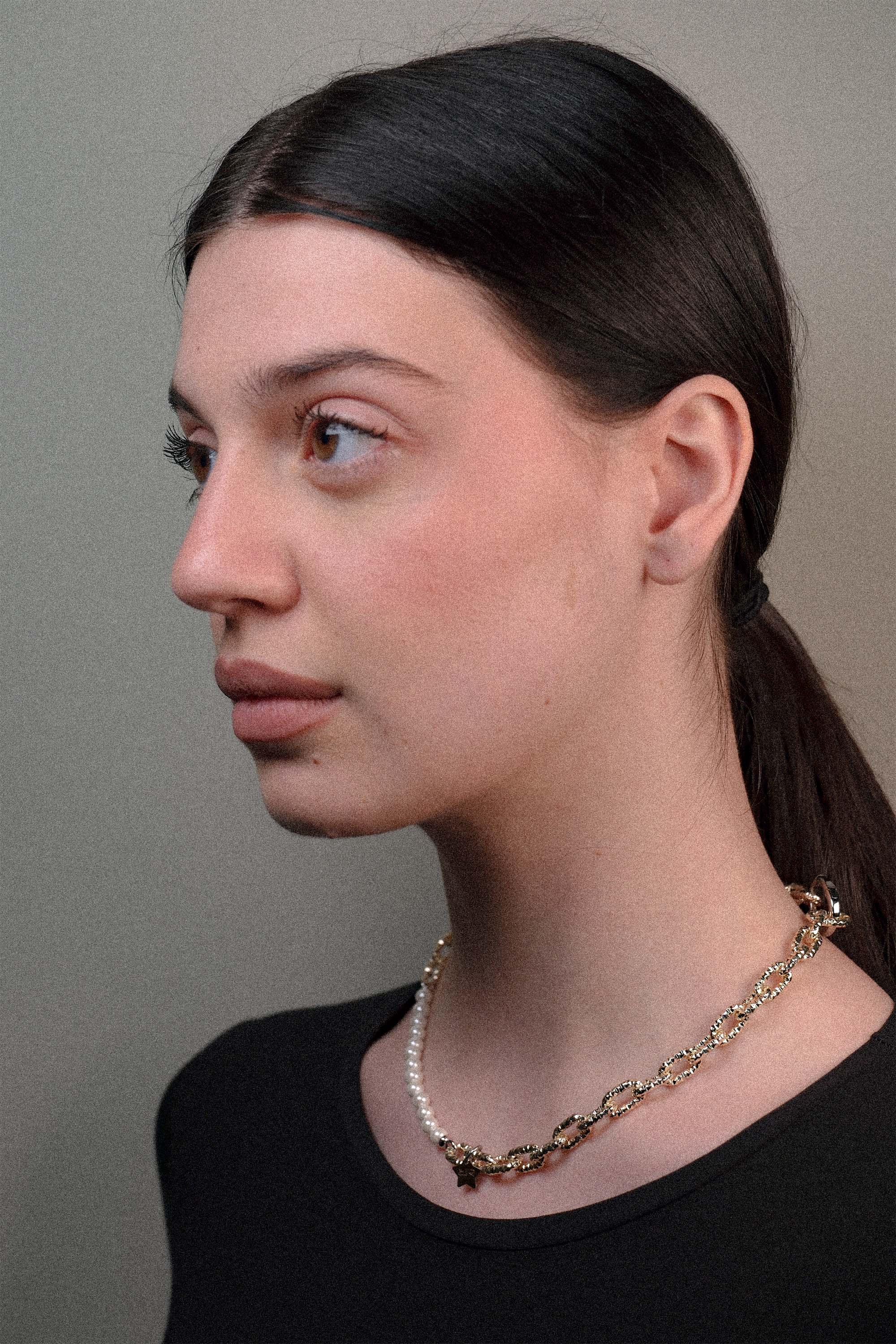 Collana maglia mix perle