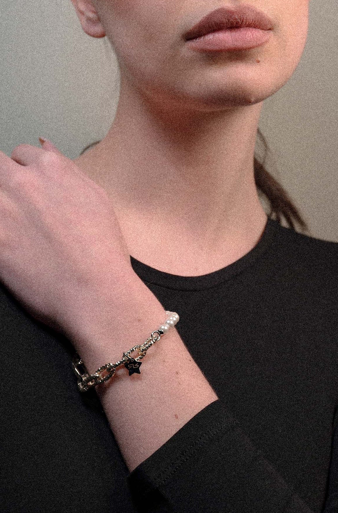 Bracciale maglia mix perle