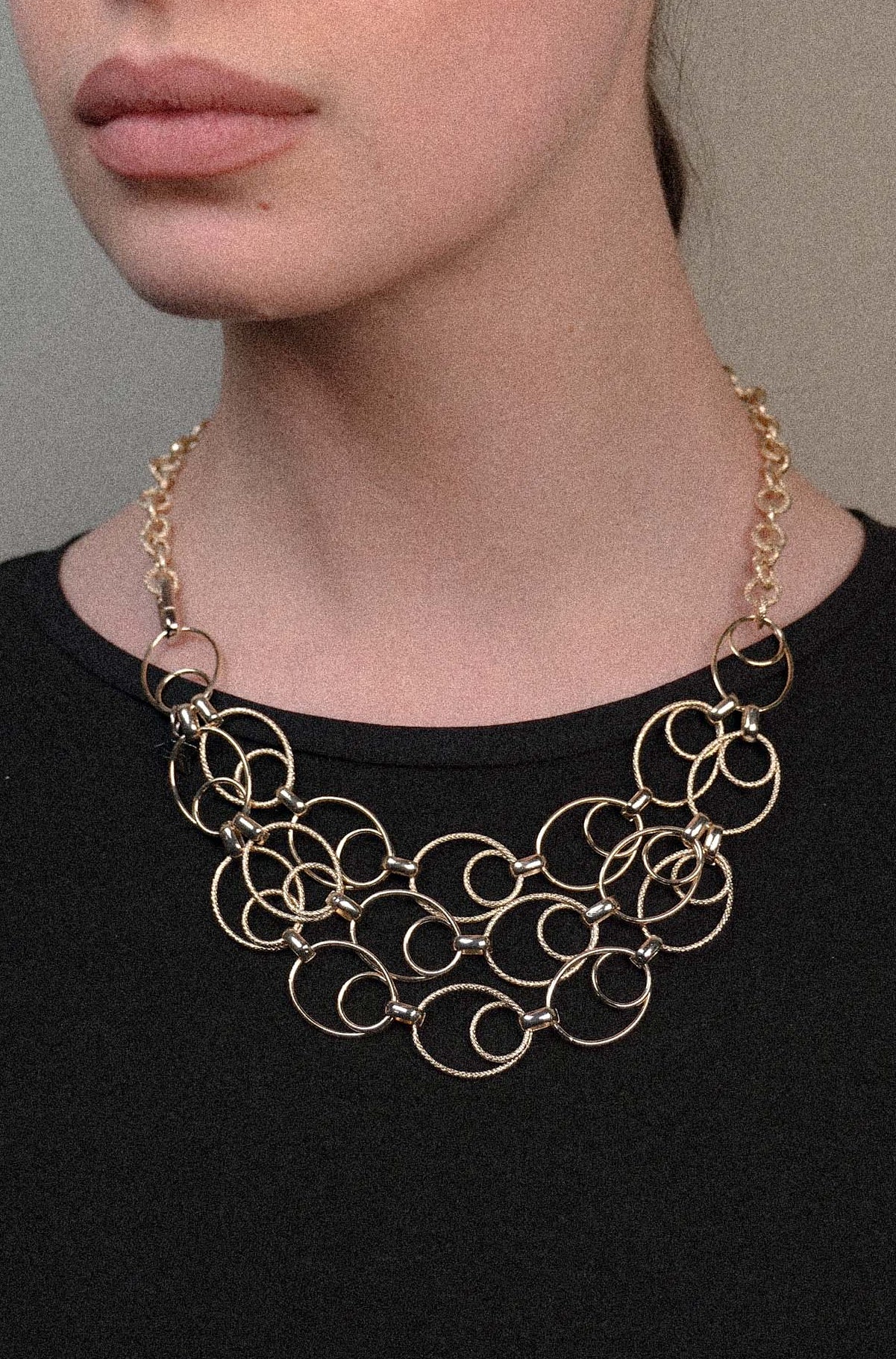 Collana con pendenti maglia ovale diamantata