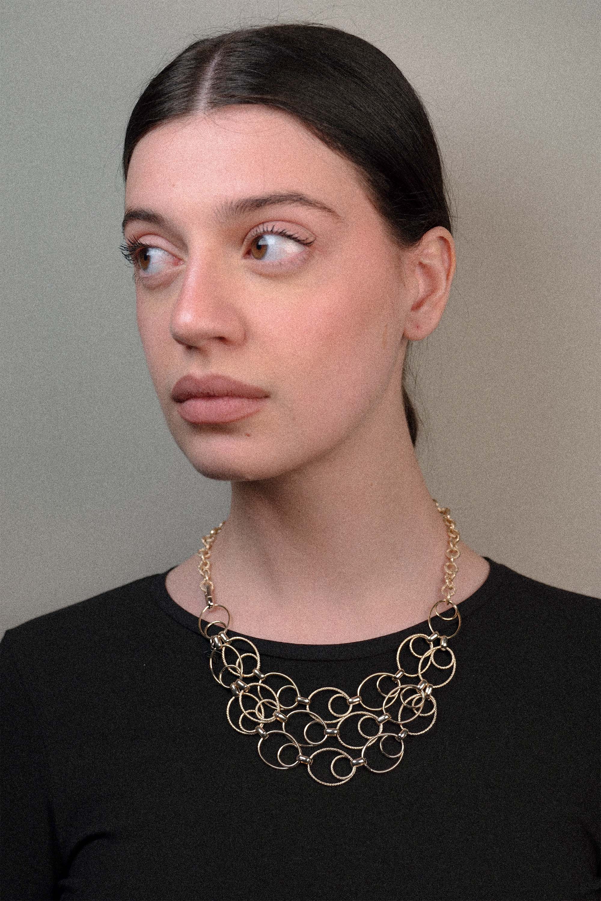 Collana con pendenti maglia ovale diamantata