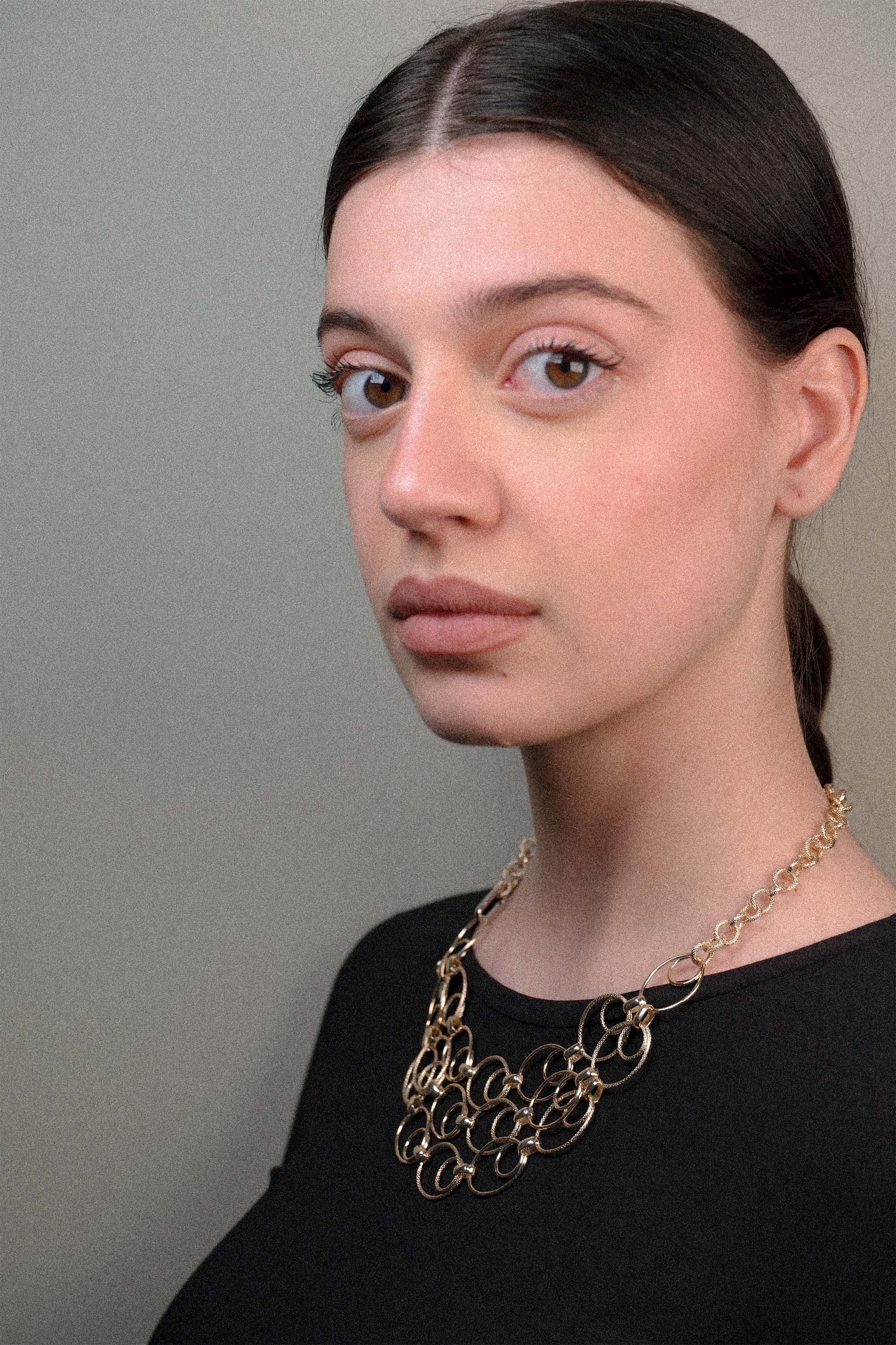 Collana con pendenti maglia ovale diamantata