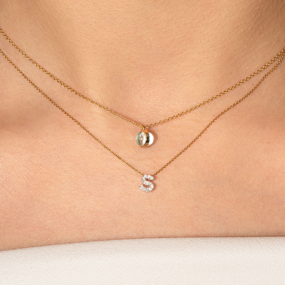 Collana girocollo in oro 18kt con pietra naturale taglio cabochon