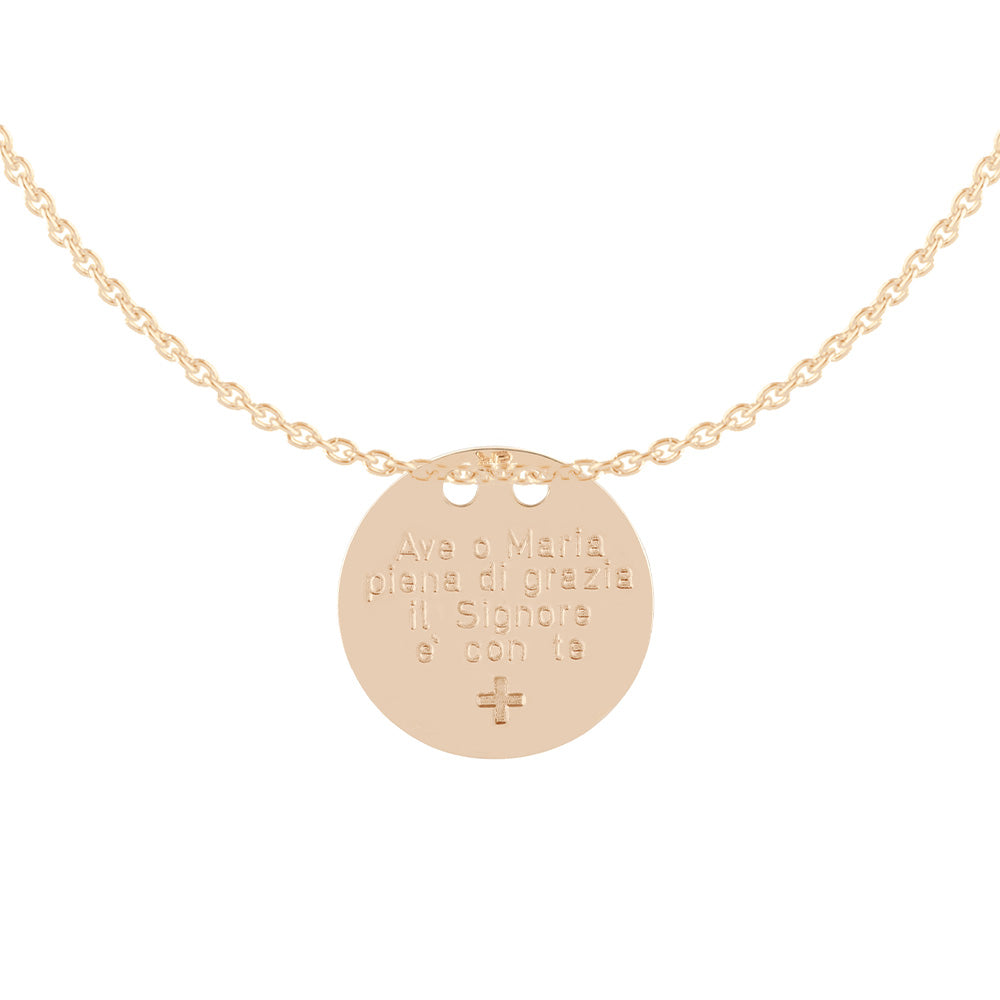 Collana in oro 18 kt “Ave o Maria piena di grazia il Signore è con te”