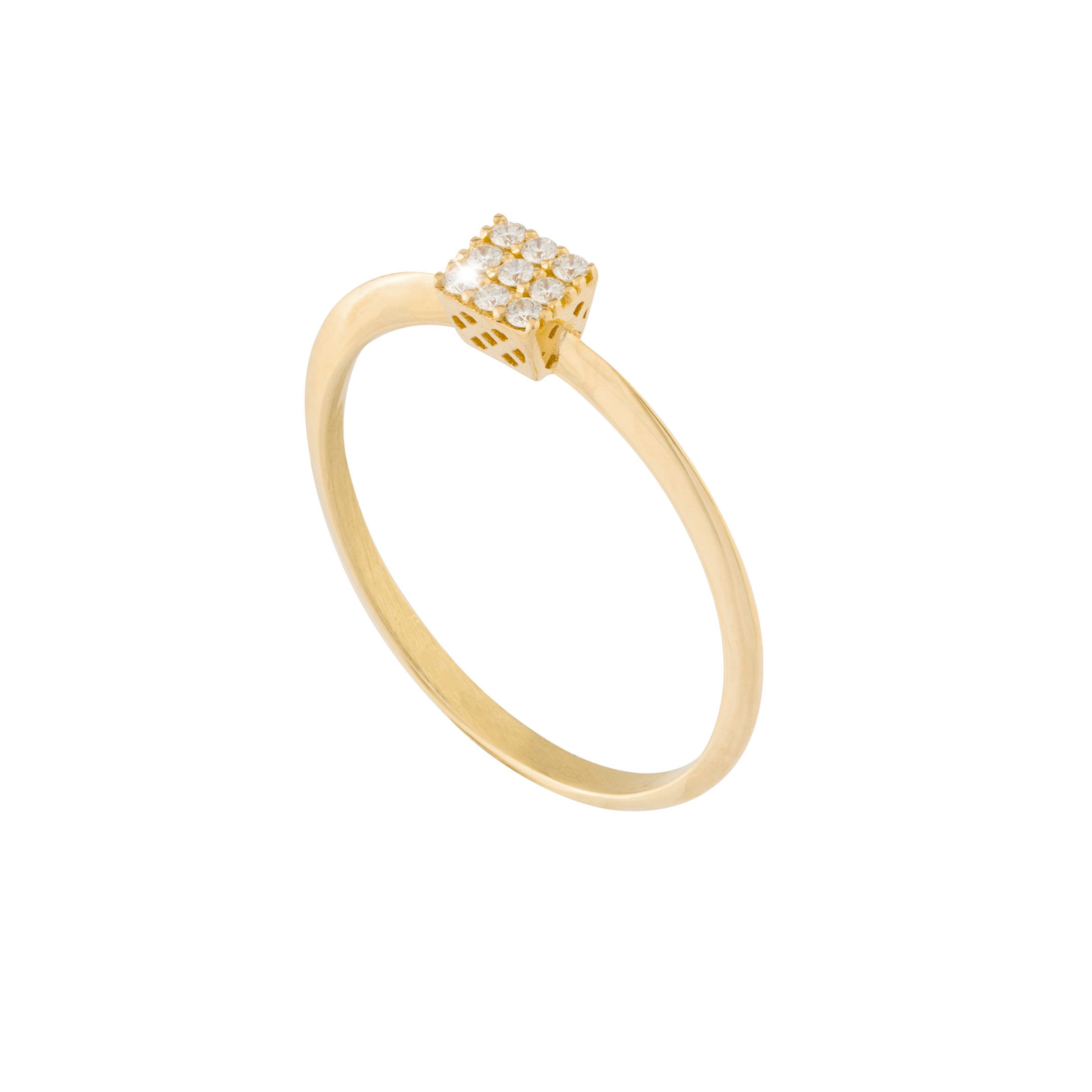 Anello Carrè Solitaire in oro 18kt e diamanti