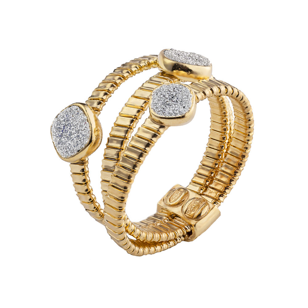 Anello a tre fasce con polvere di diamanti