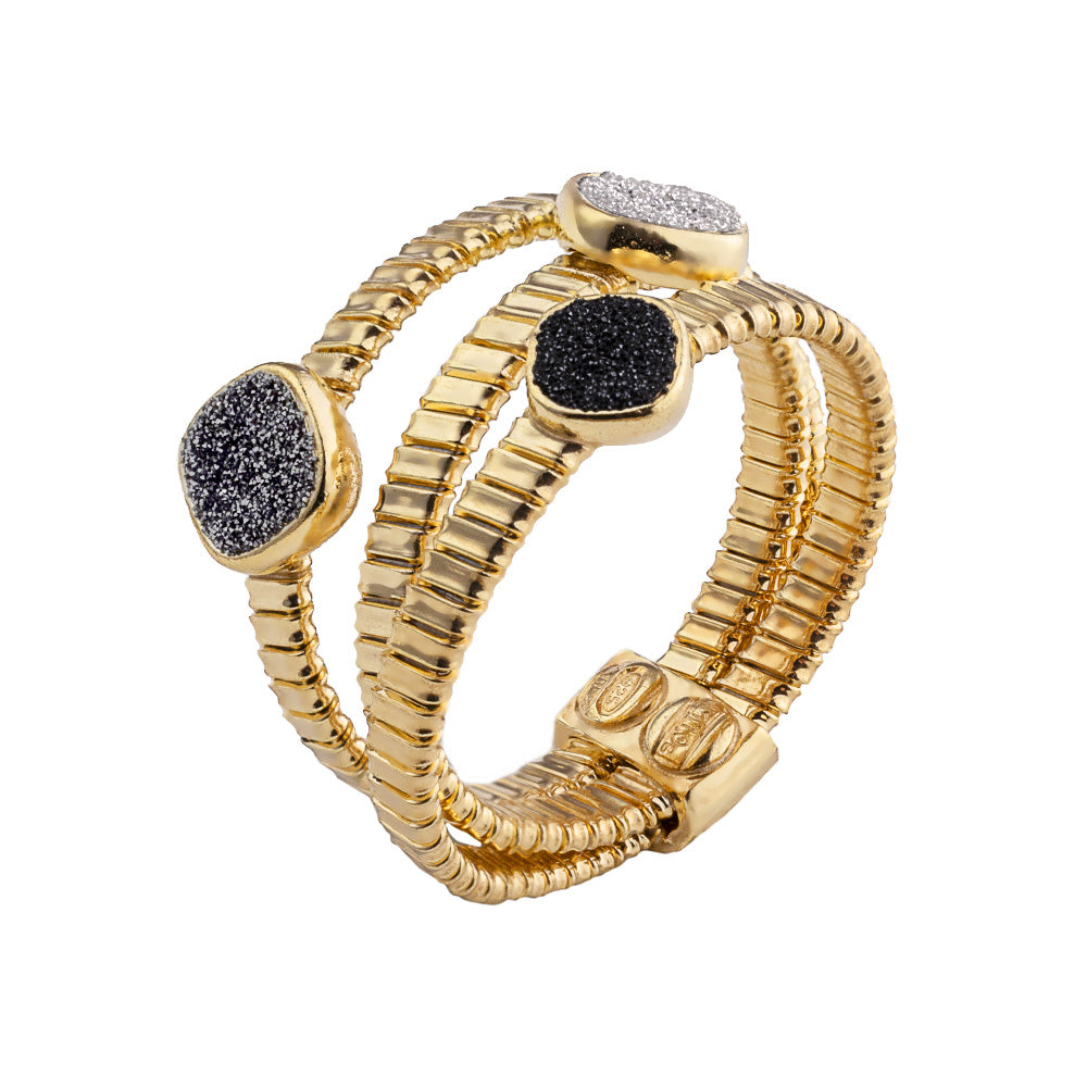 Anello a tre fasce con polvere di diamanti