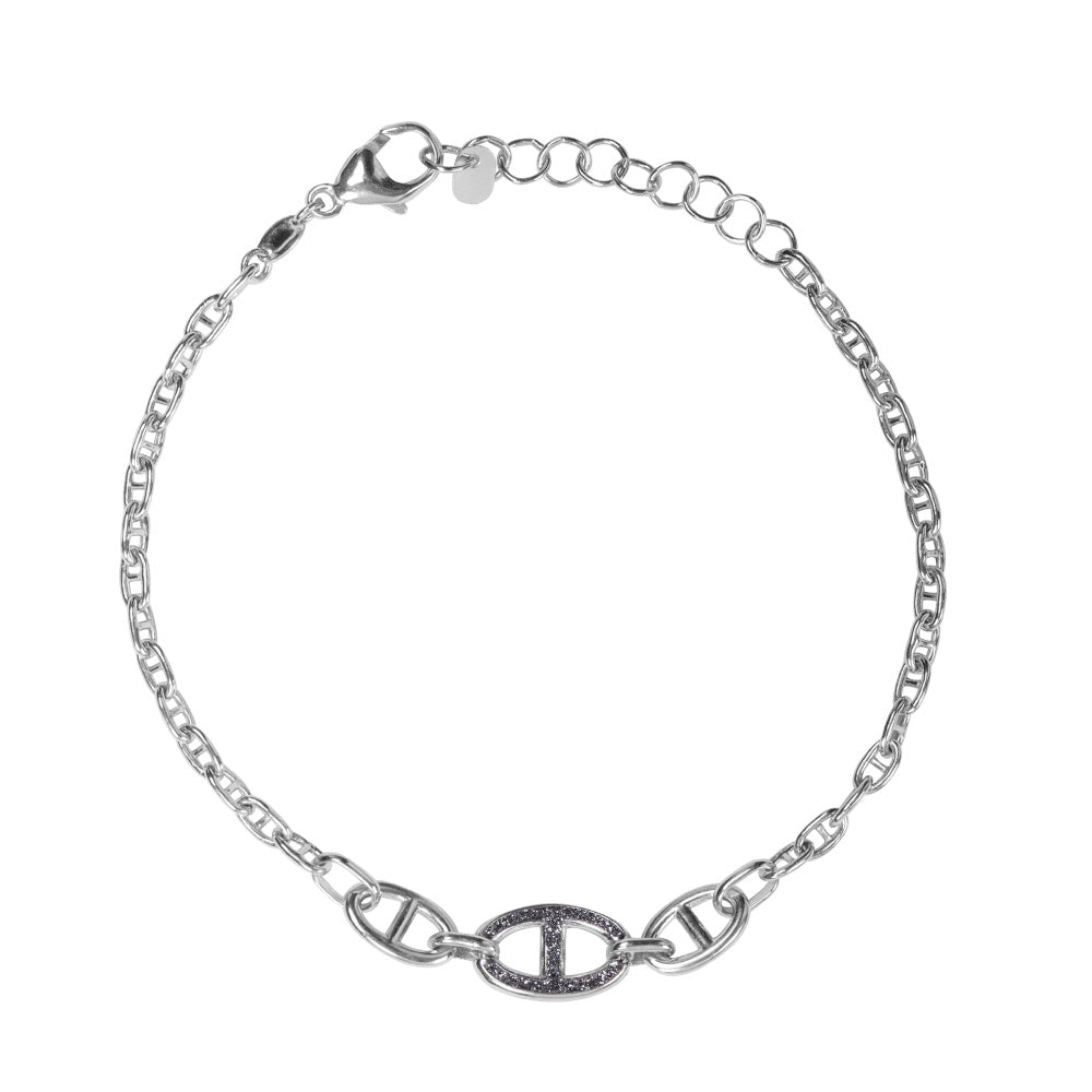 Bracciale con maglia marina e polvere di diamanti