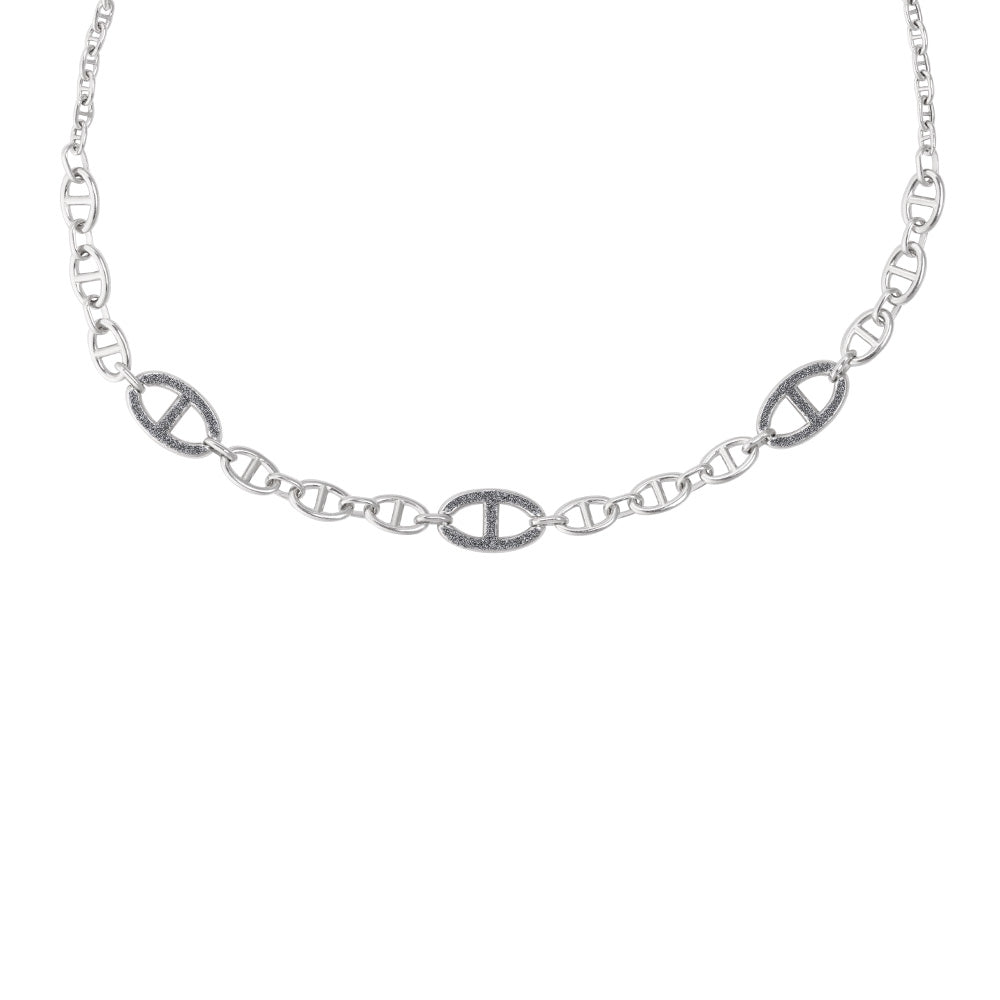 Collana maglia marina e polvere di diamanti